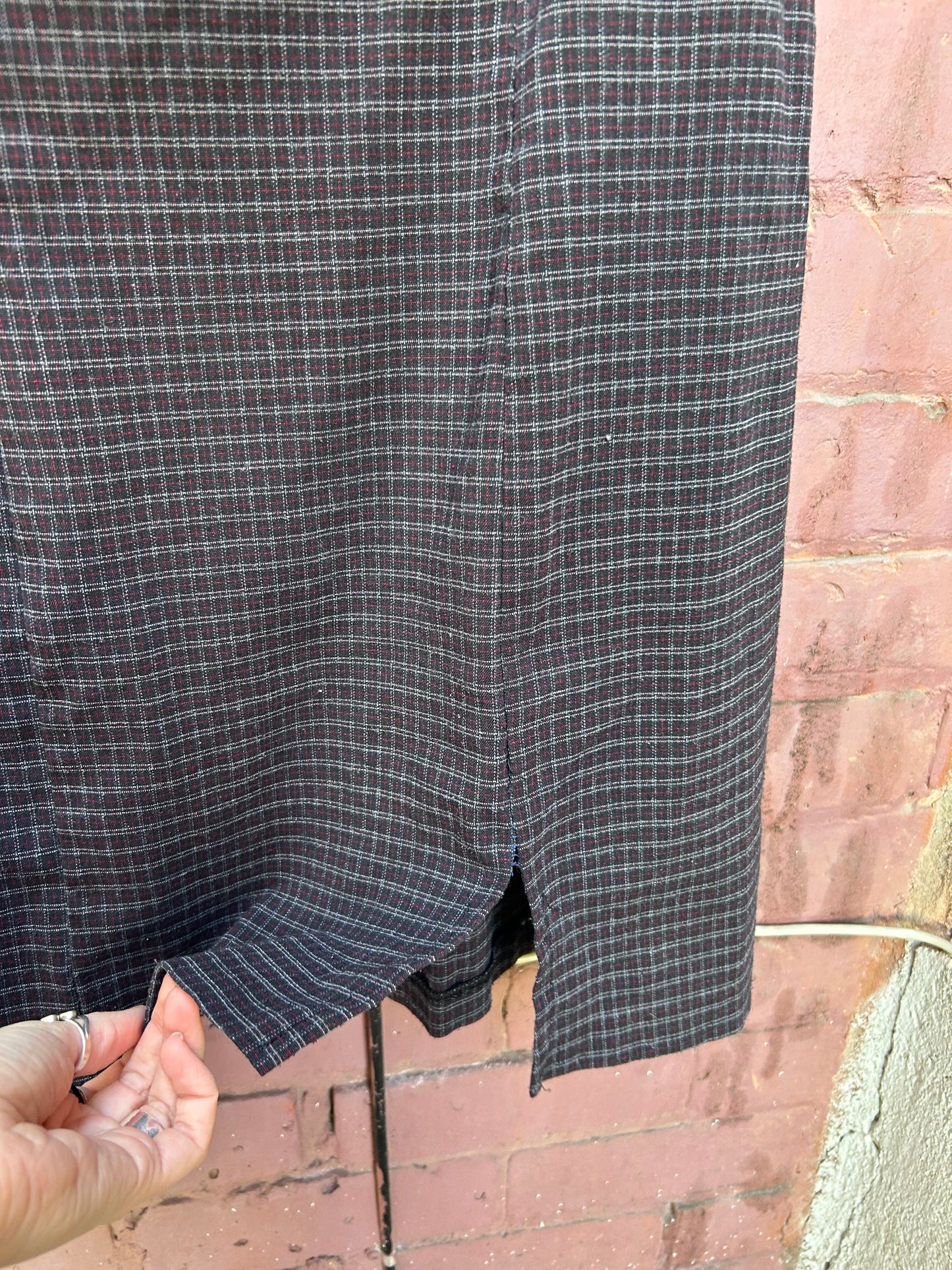 90’s Vintage Micro Plaid Slit Mini Dress / Size 8