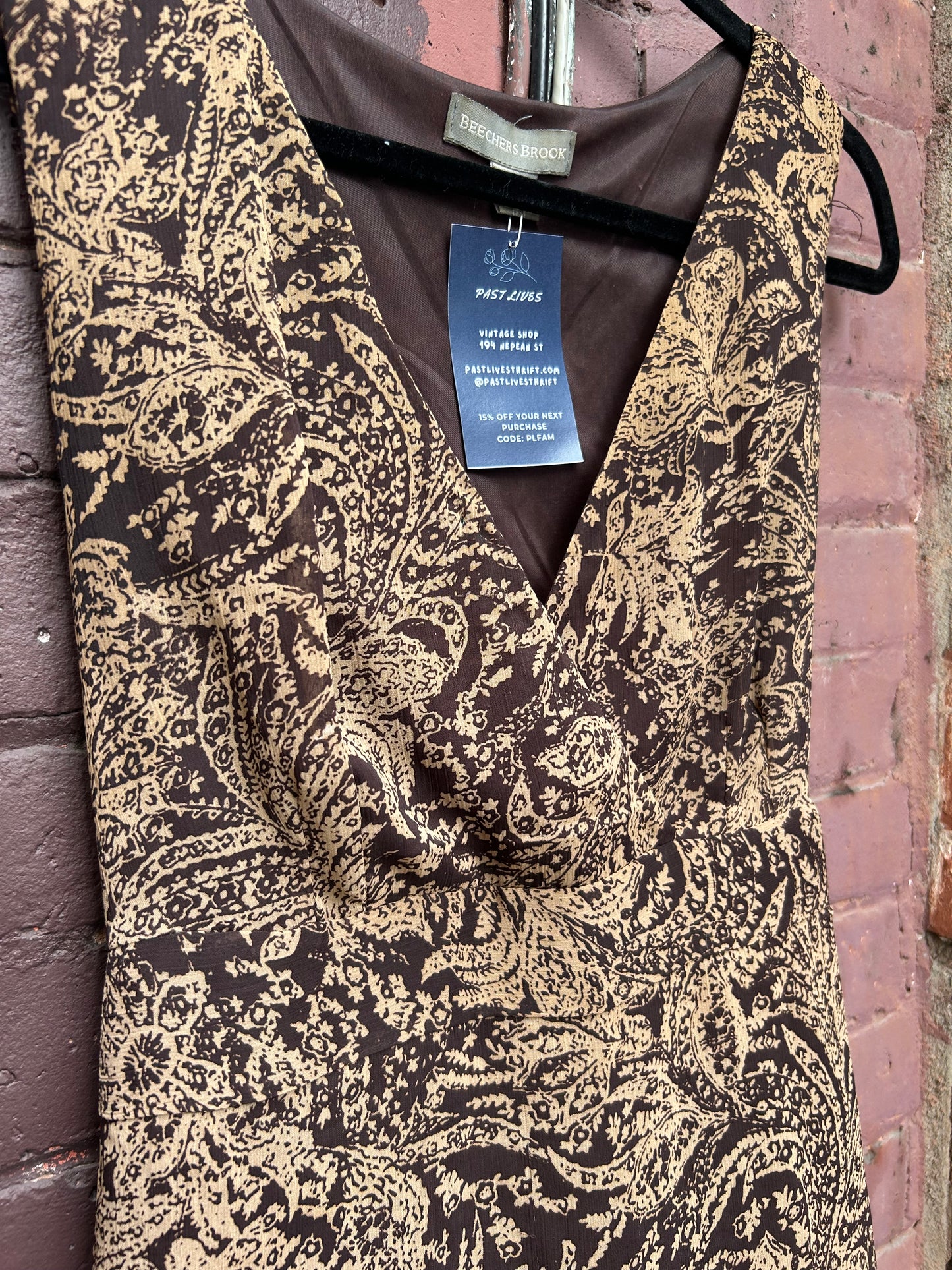90’s Vintage Brown V-Neck Tie Tank / Size L