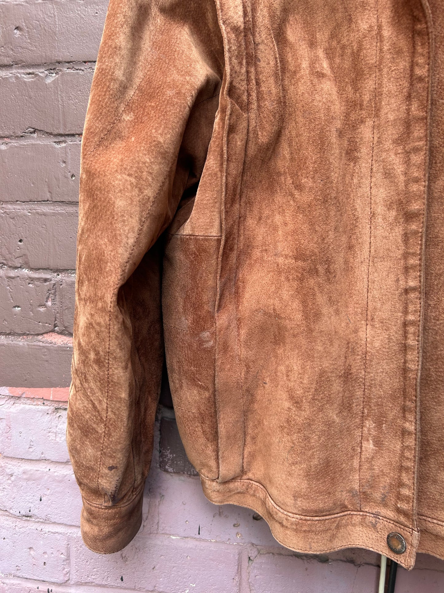 80's Vintage Brown Suede Bomber Jacket / Size S