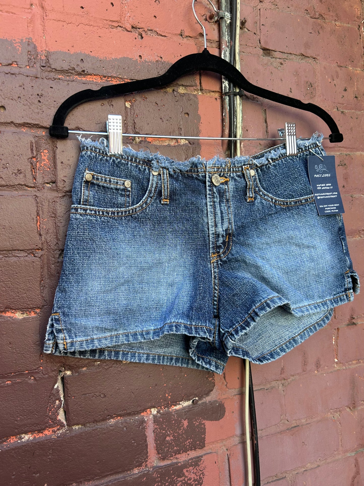 90’s Vintage Raw Edge Low Rise Micro Denim Shorts / 28 Waist