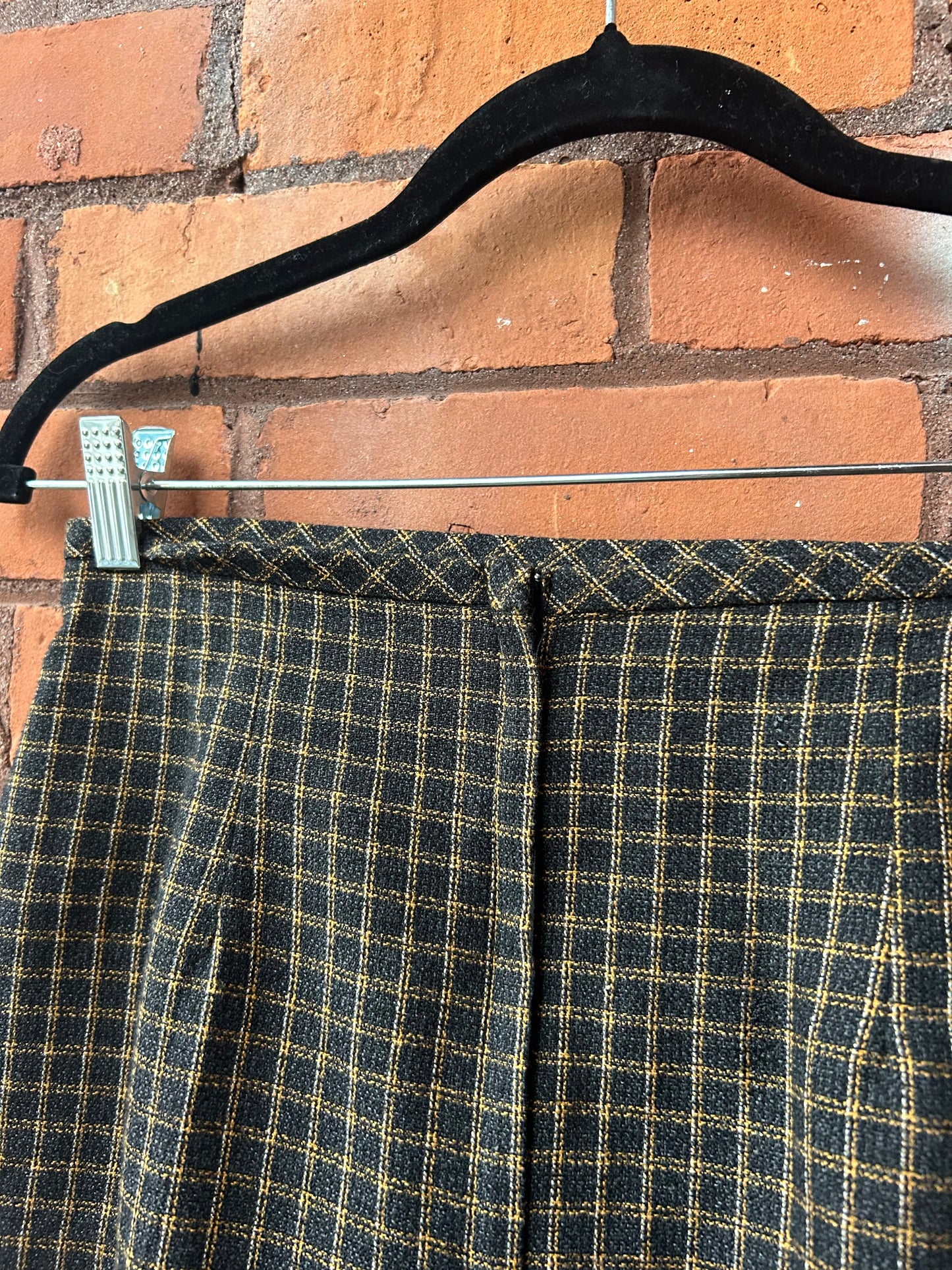 90’s Vintage Grey & Yellow Plaid Mini Skirt / 27 Waist