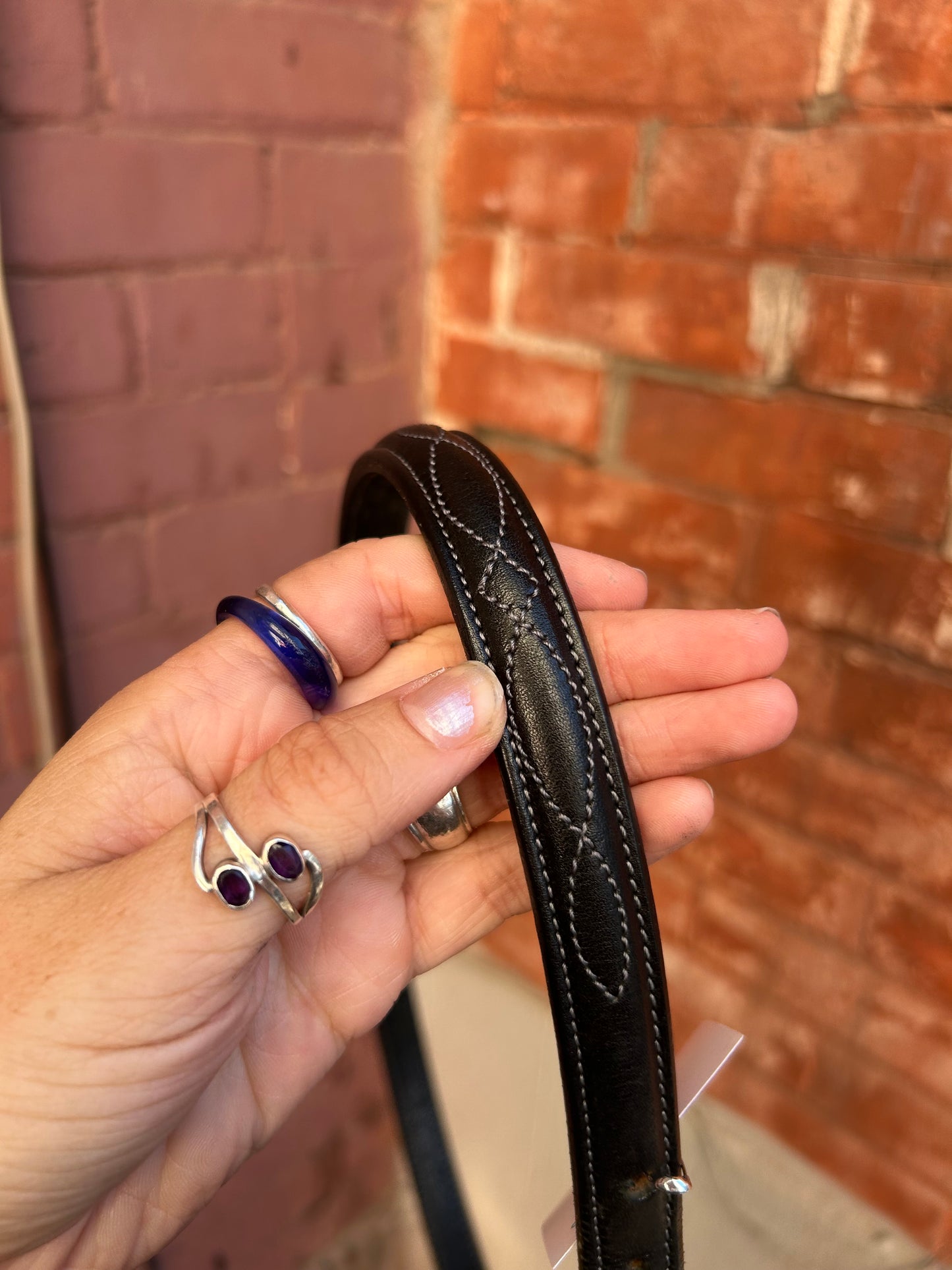 90's Vintage Black Leather Western Belt / Size M-L