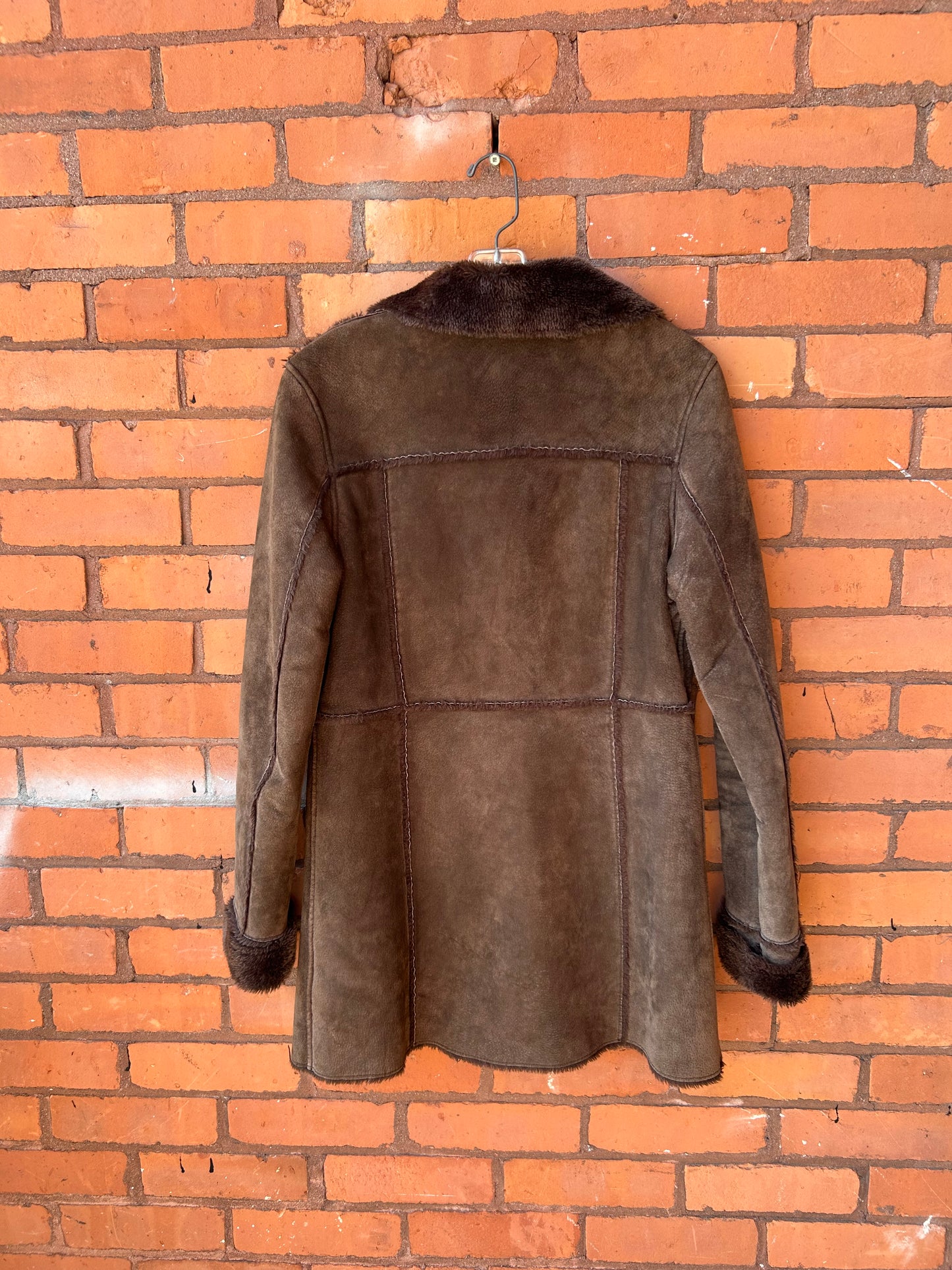 90’s Vintage Brown Suede Patchwork Midi Jacket / Size S