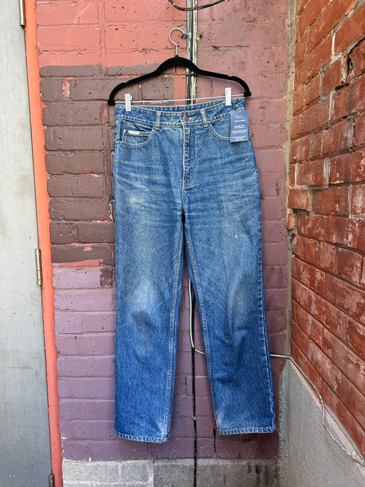 90’s Vintage Faded Blue Straight Leg Jeans / 30 Waist