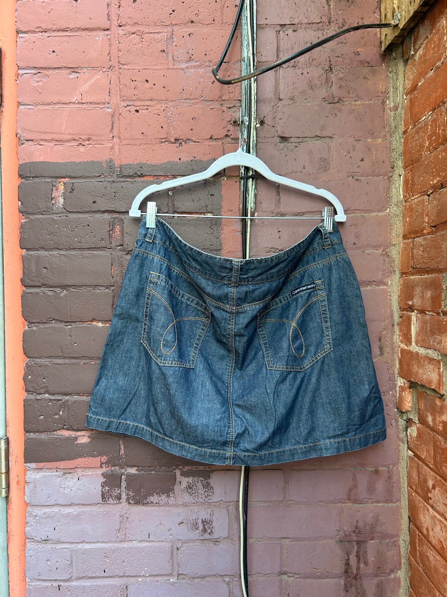 Y2K Calvin Klein Denim Mini Skirt / 38 Waist