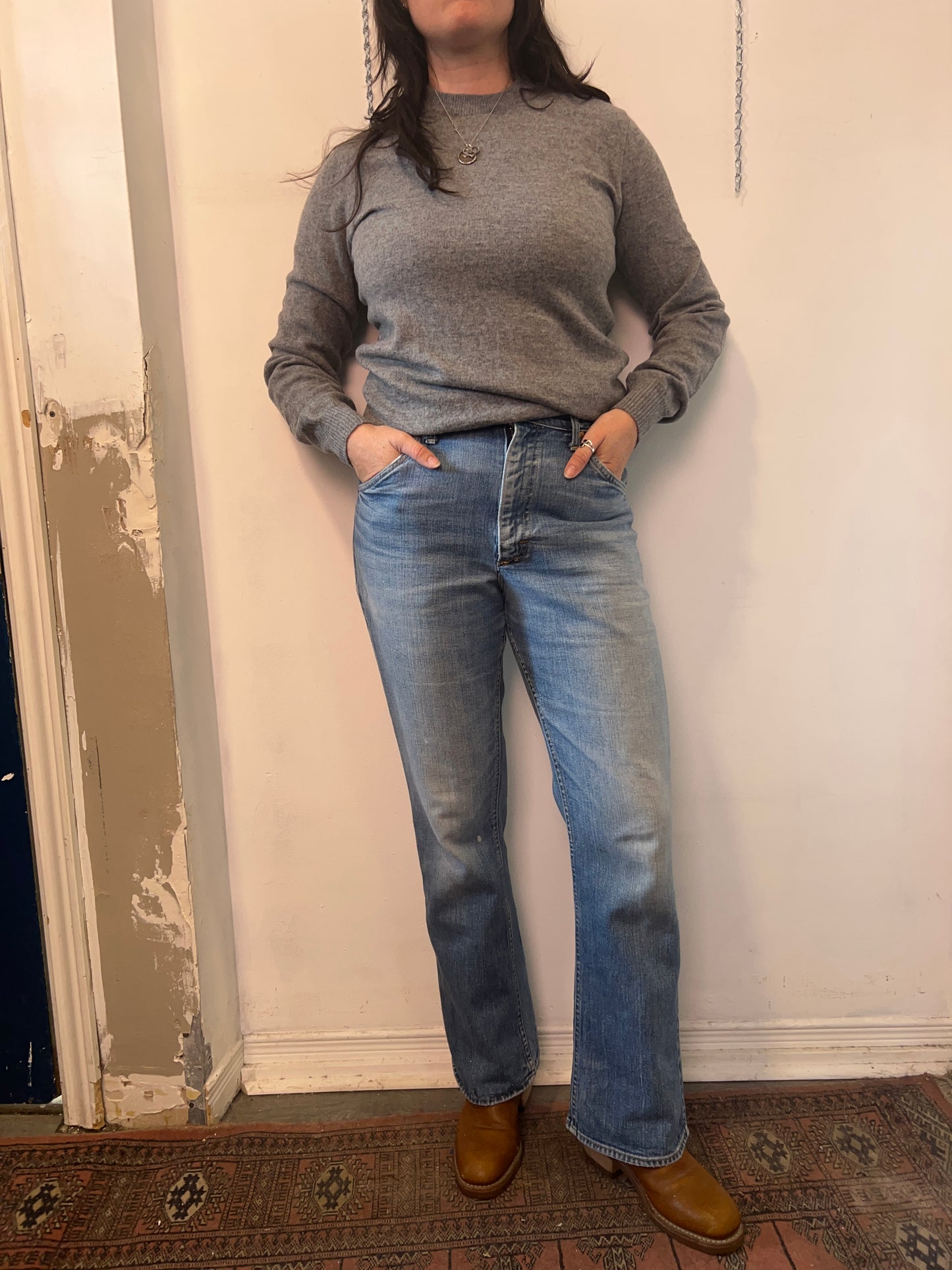 90’s Vintage Grey Lambswool Sweater / Size S