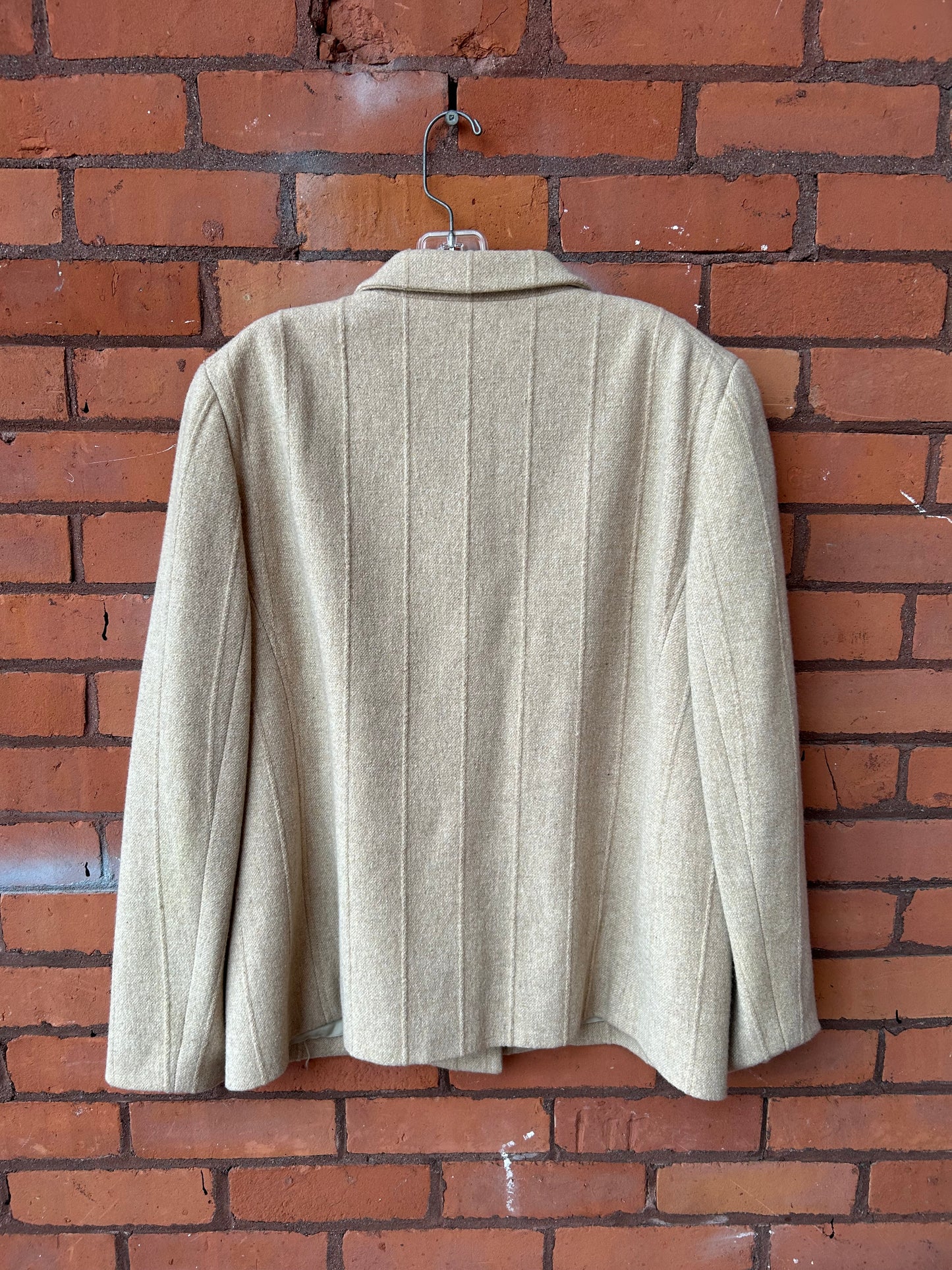 Y2K Vintage Cream Wool Striped Minimal Jacket / Size XL