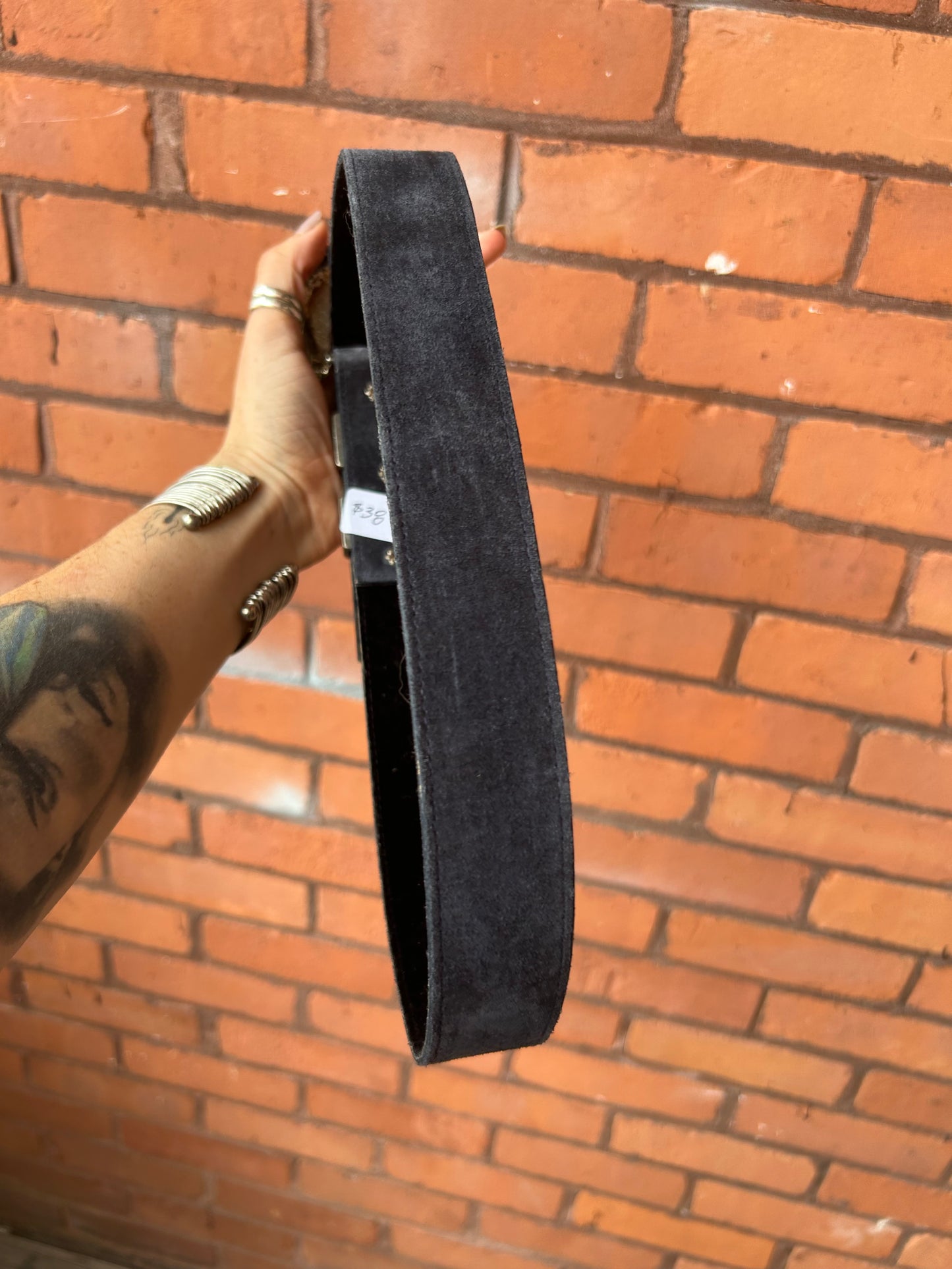 90’s Vintage Western Blue Suede Belt / 28-31 Waist