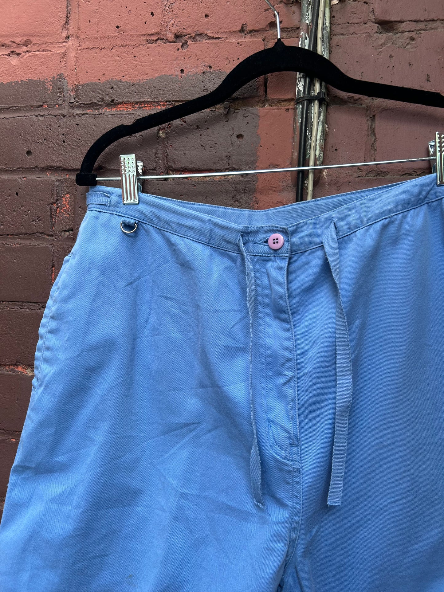 90's Vintage Sky Blue Cotton Shorts / 34 Waist