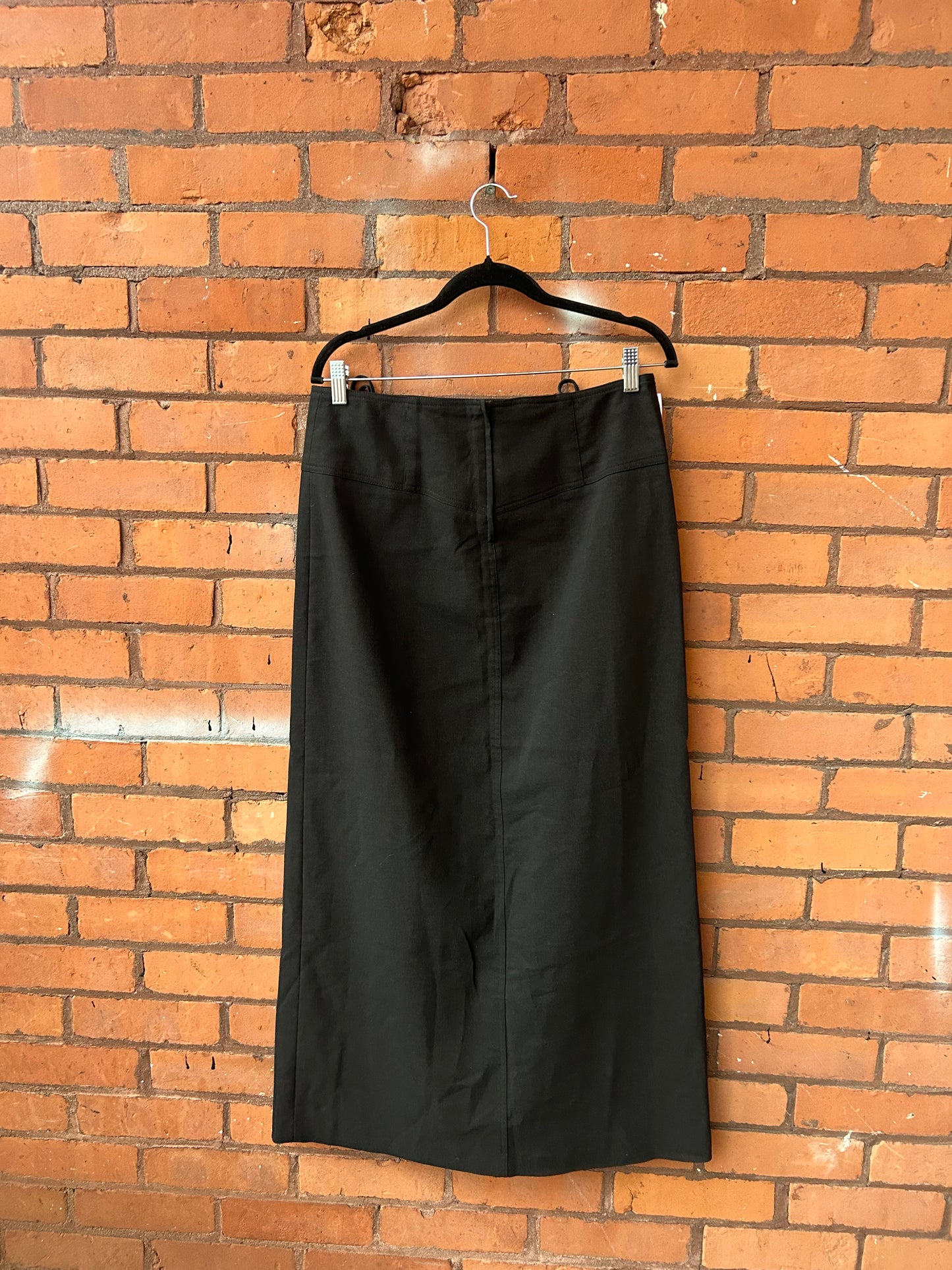 Y2K Vintage Black Lace Up Maxi Skirt / 32 Waist