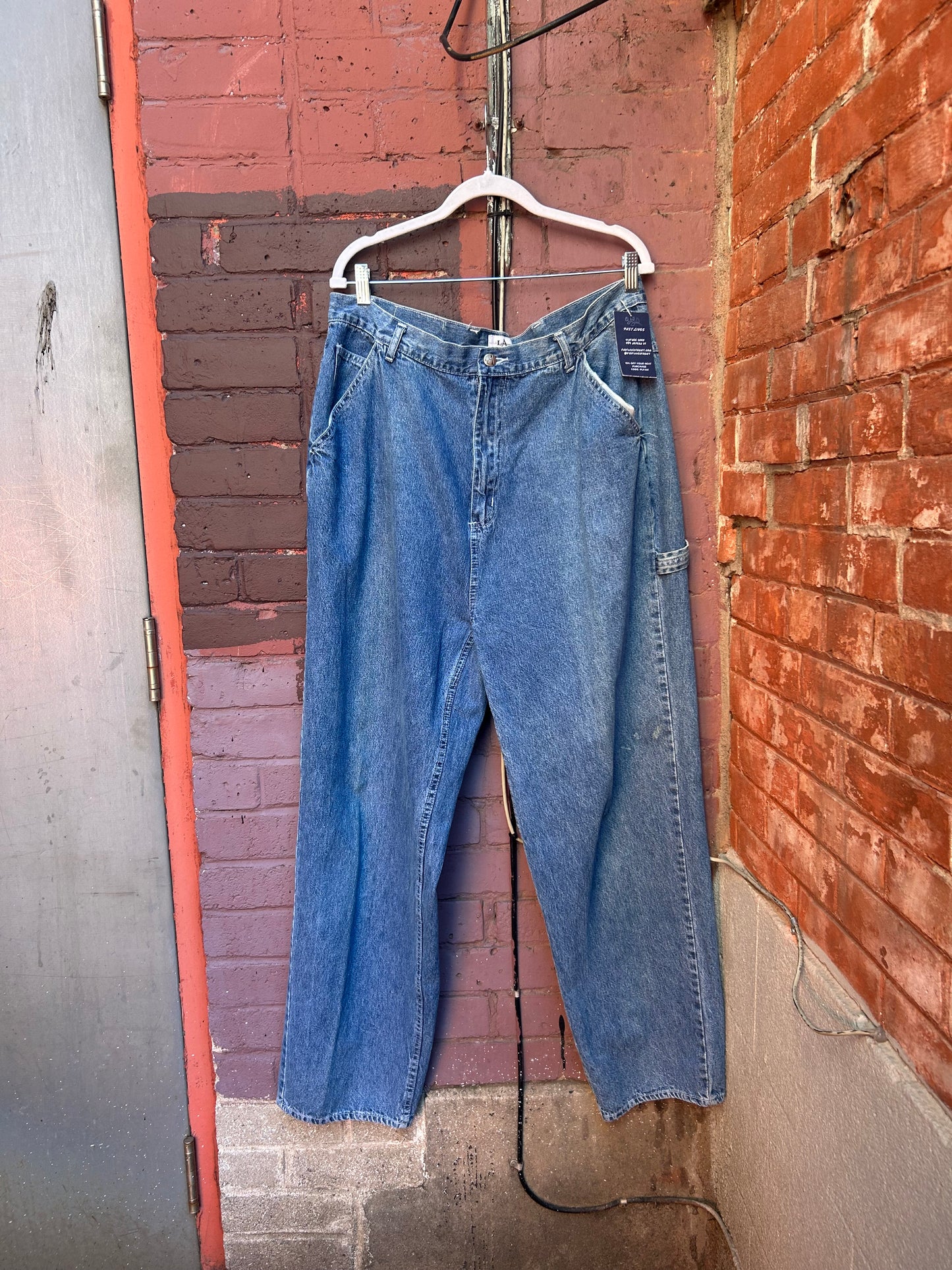 90's Vintage Faded Blue Carpenter Jeans / 38 Waist