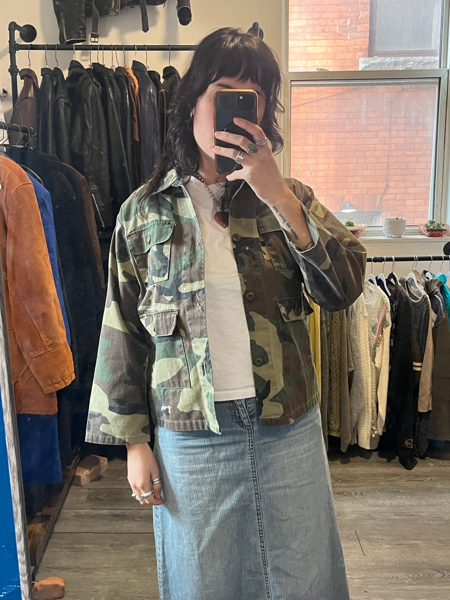 90’s Vintage Army Button Down Shacket / Size S
