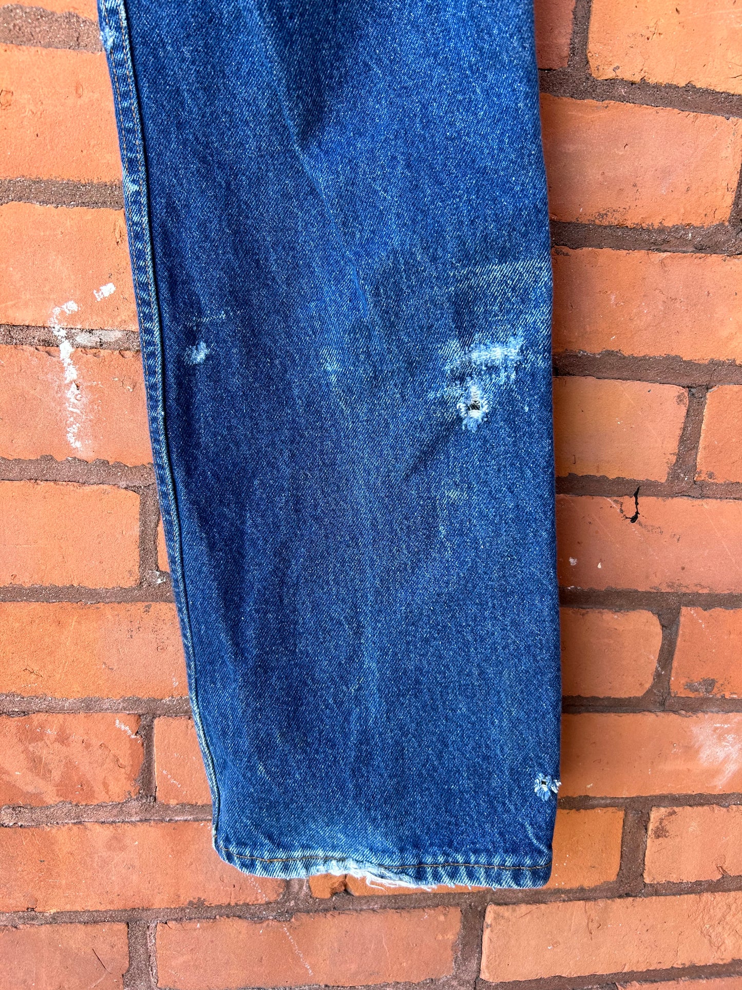 90’s Vintage Patched Distressed Dark Wash Jeans / 36 Waist