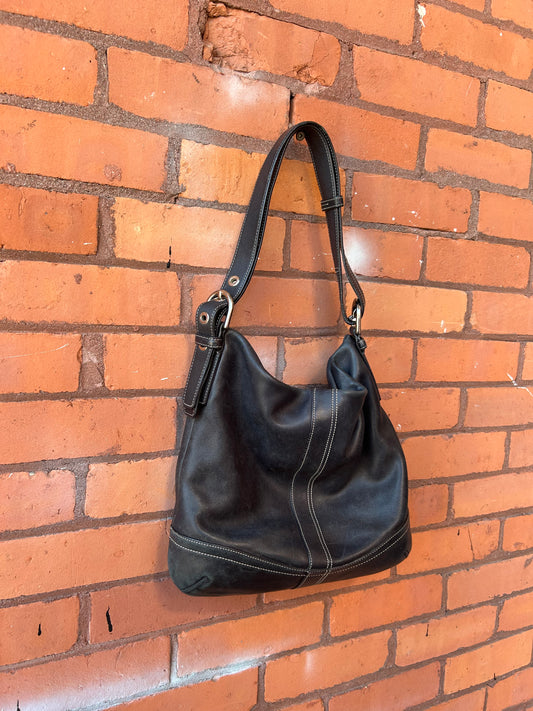 2007 Coach Black Leather Crossbody / Shoulder Bag