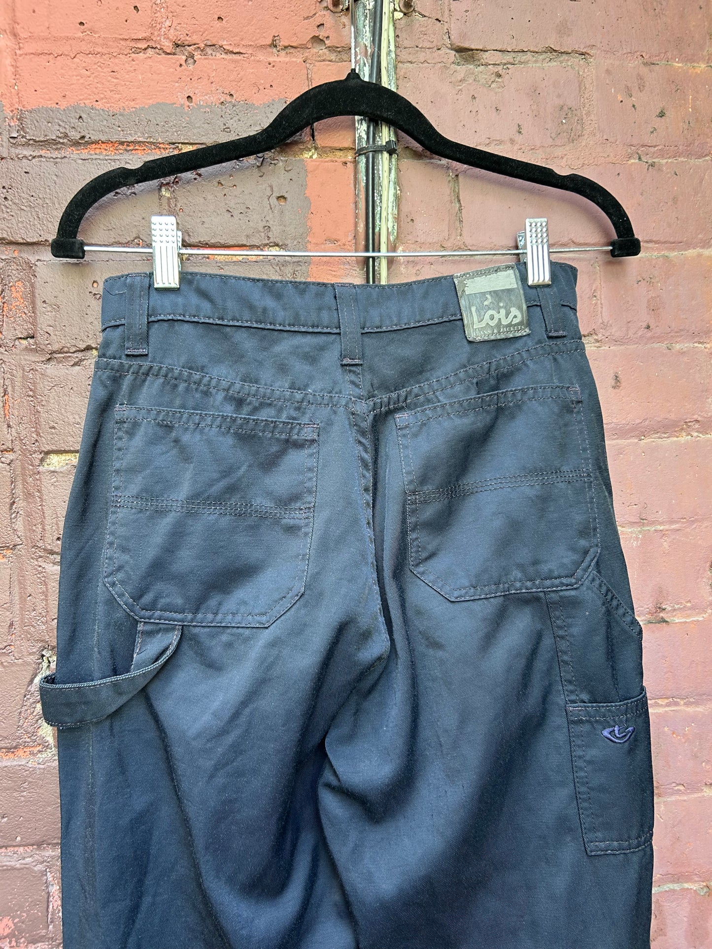 90's Vintage Navy Nylon Carpenter Pants / 28 Waist