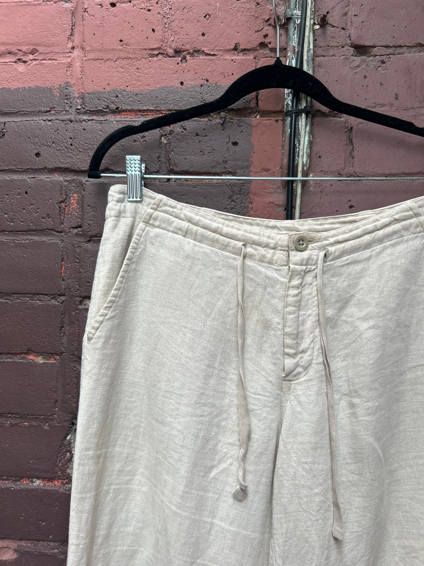Y2K Vintage Gap Beige Linen Wide Leg Pants / 30 Waist