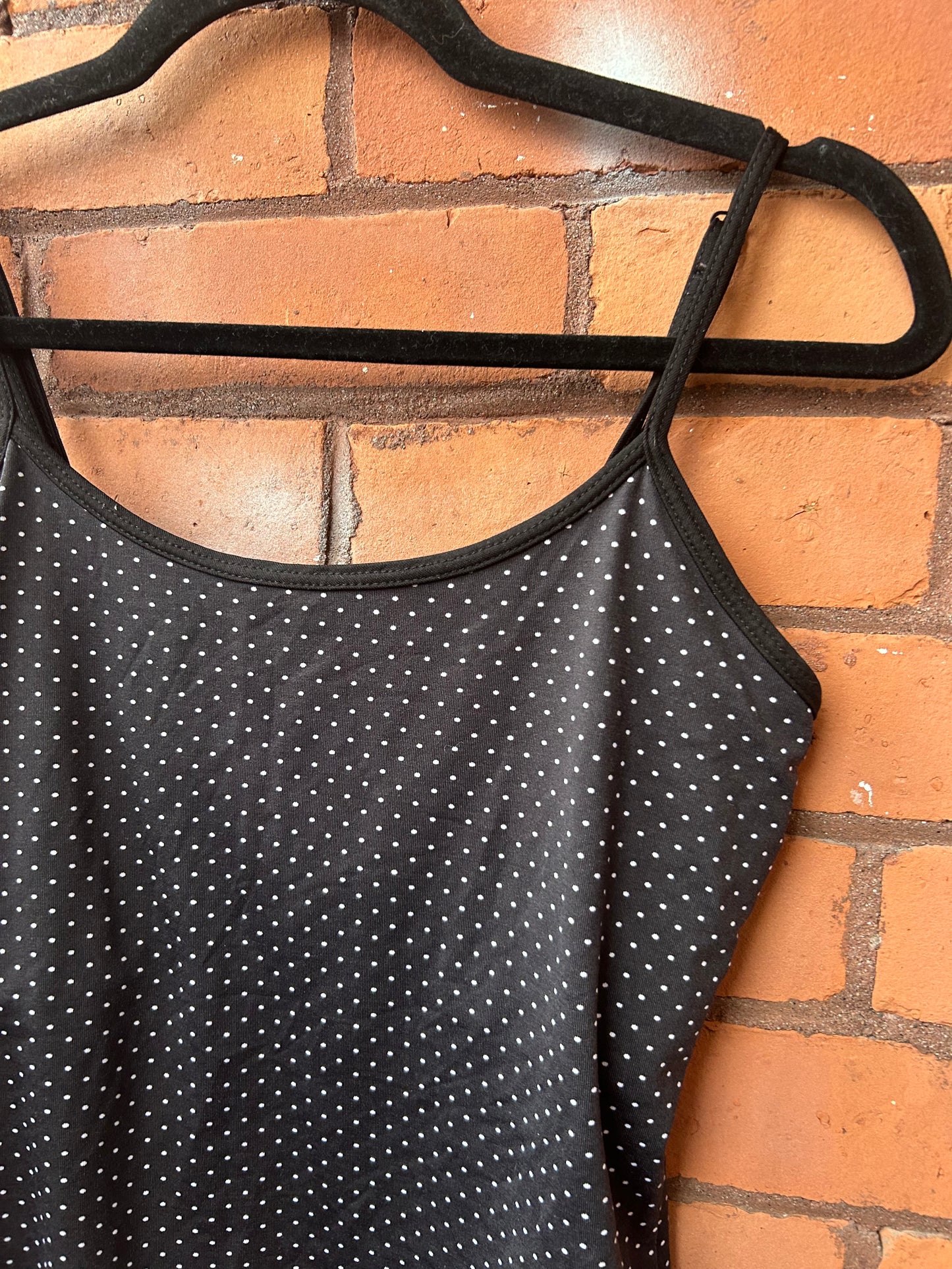 Y2K Vintage Black & White Polka Dot Tank Top / Size S