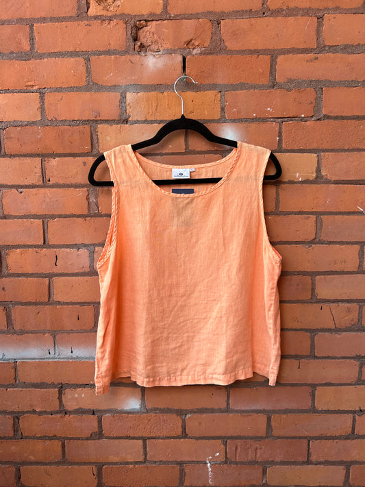 Y2K Vintage Coral Linen Tank Top / Size XL