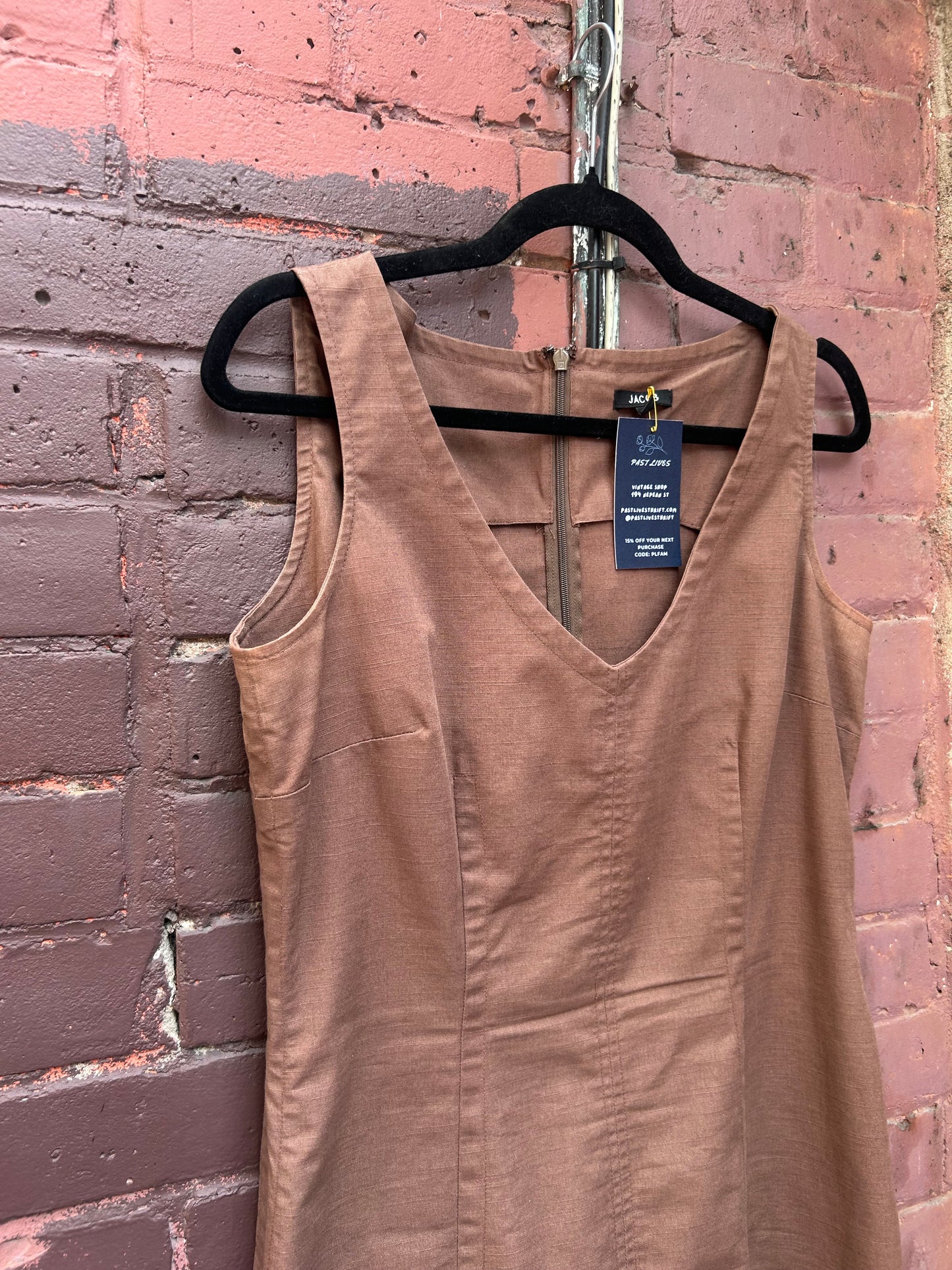 90's Vintage Mauve Linen Blend Midi Dress / Size 10