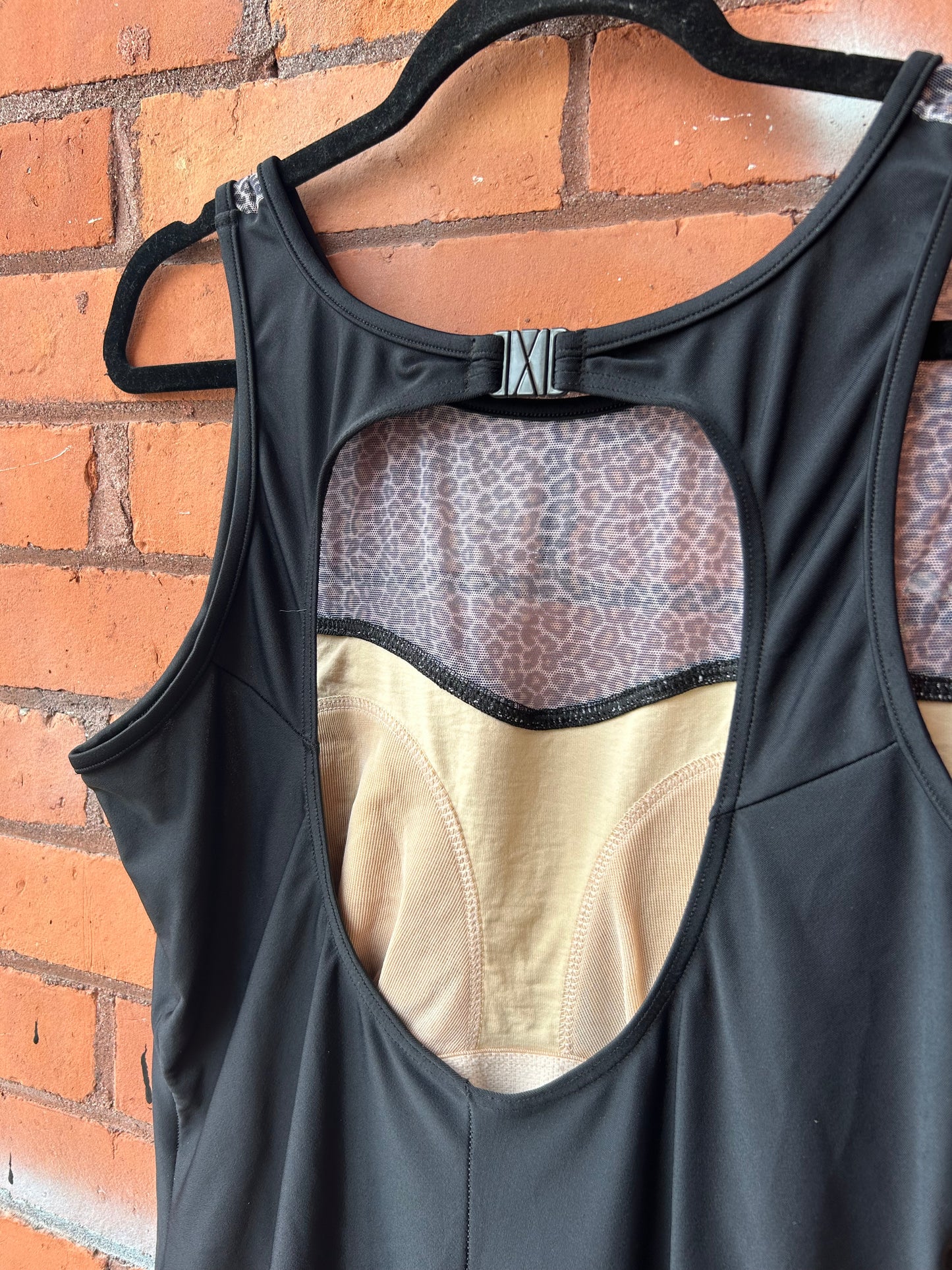 90’s Vintage Black Leopard Print Swim Suit / Size XXL
