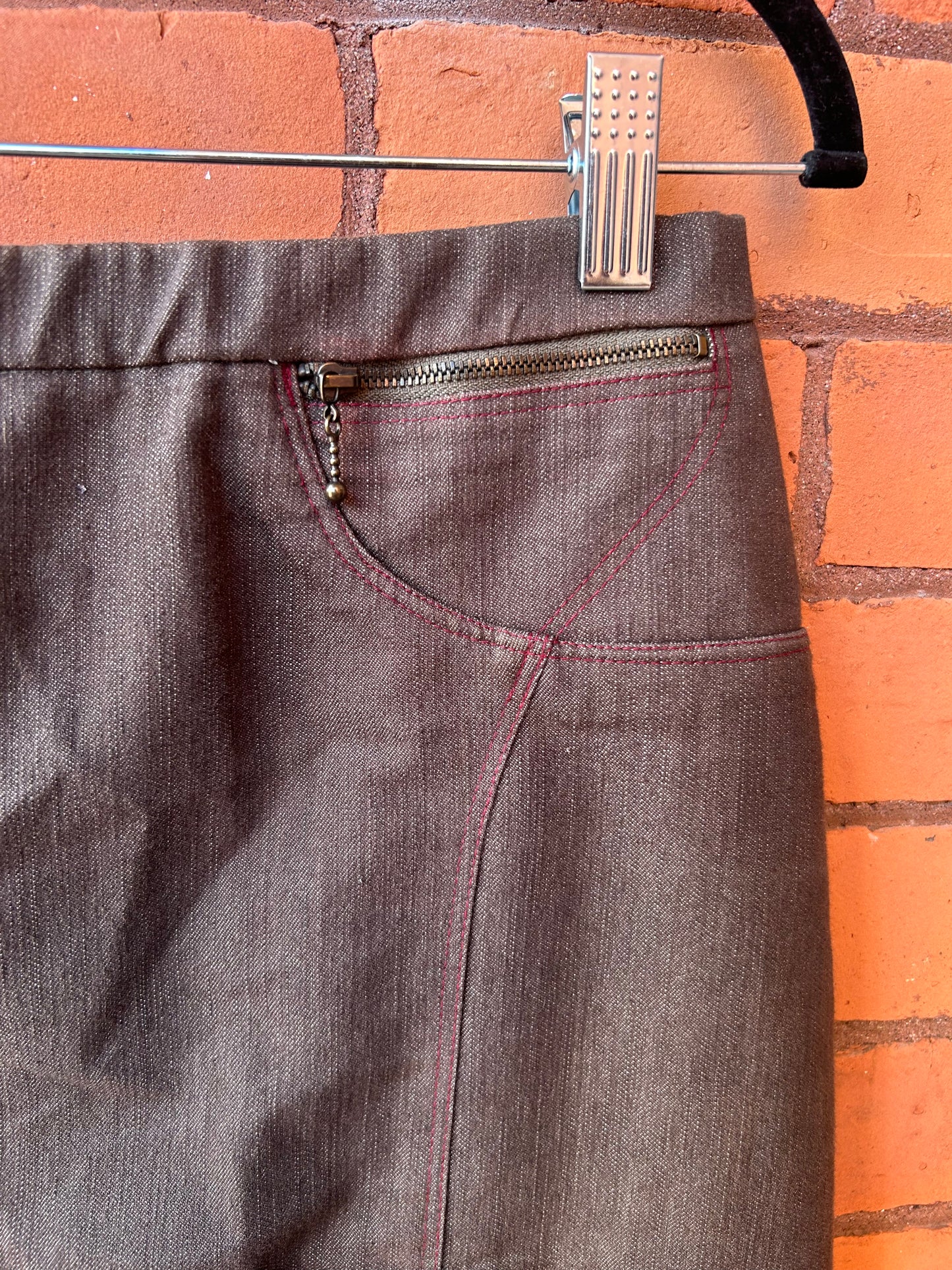 Y2K Vintage Brown Denim Maxi Skirt / 29 Waist