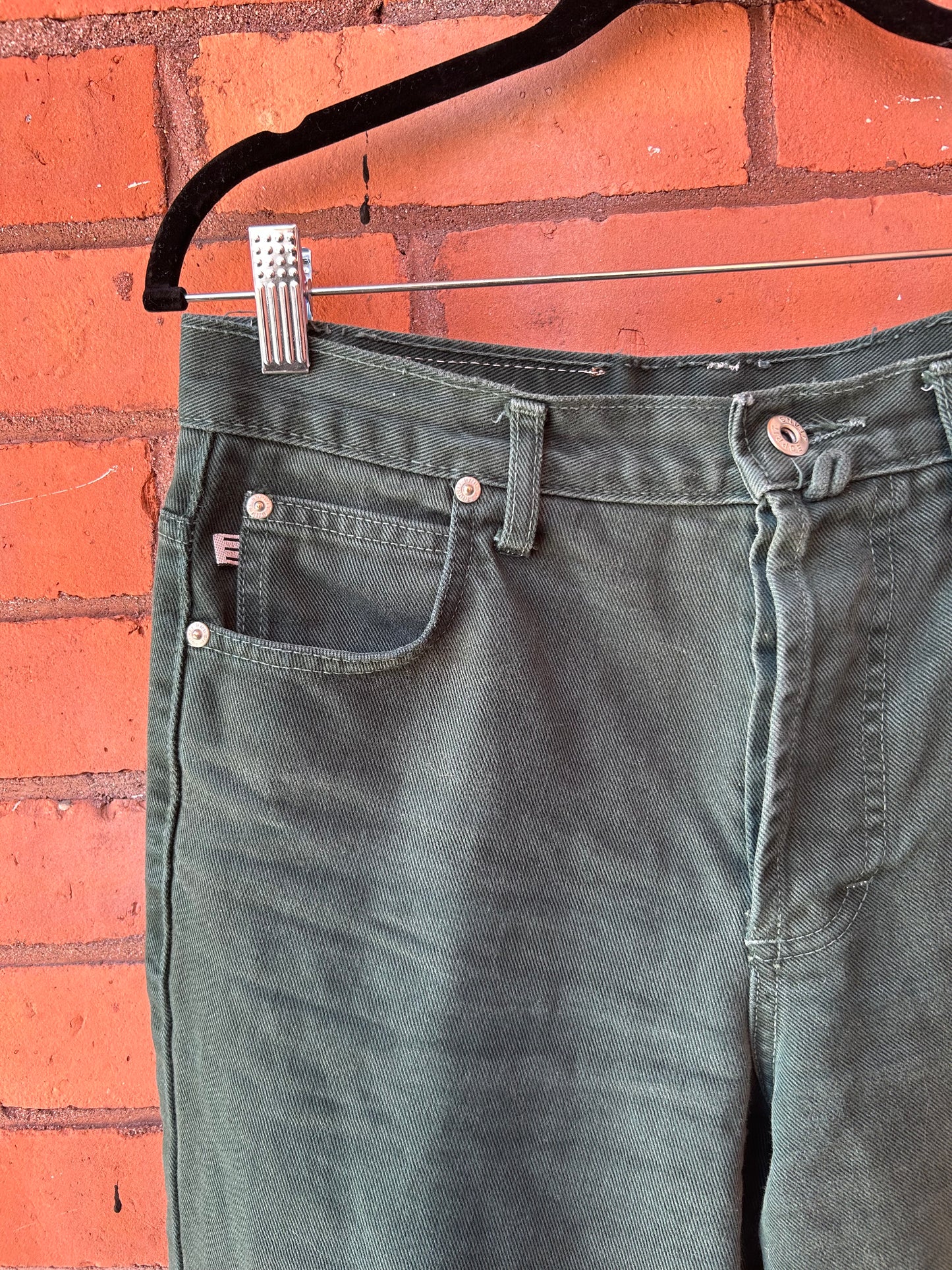 90’s Vintage Forest Green Tapered Jeans / 30 Waist