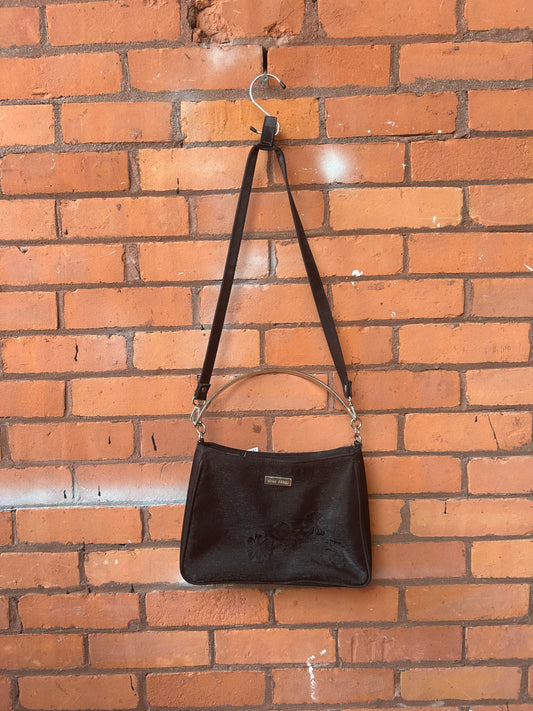90’s Vintage Black Nylon Silver Handle Bag