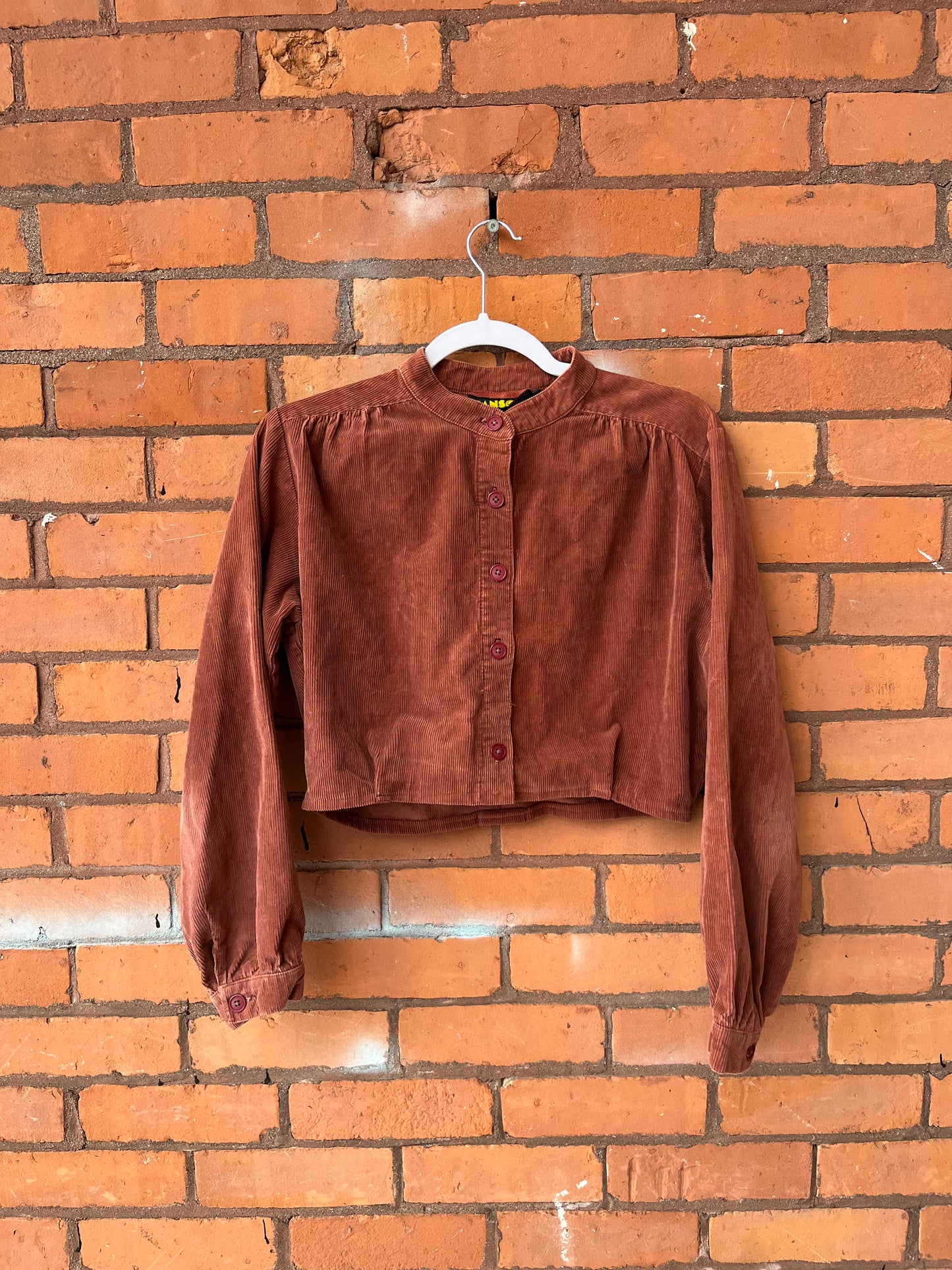 Y2K Vintage Rust Cropped Cord Button Down Shirt / Size M