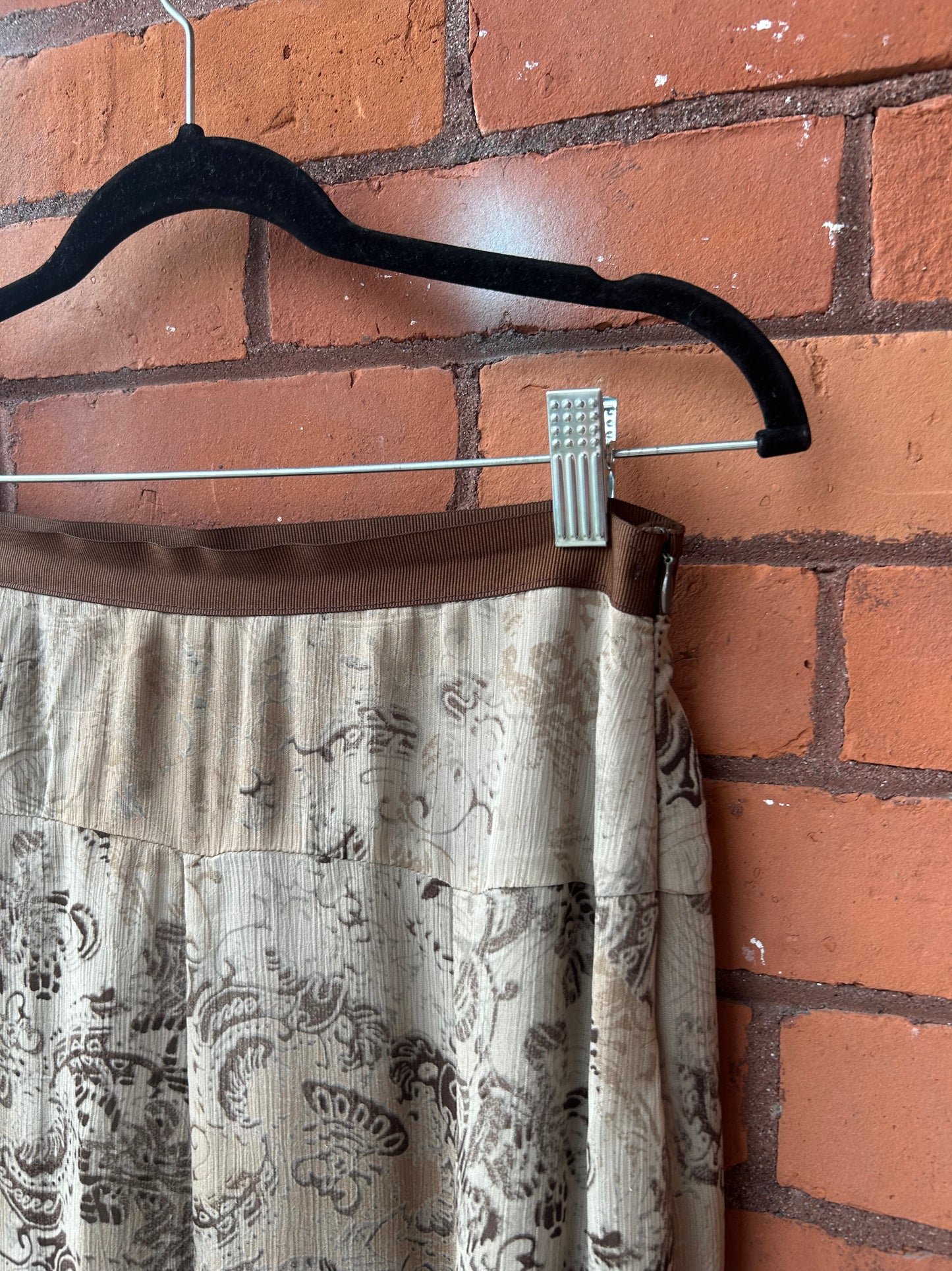 Y2K Floral Brown Fairy Midi Skirt / 28 Waist