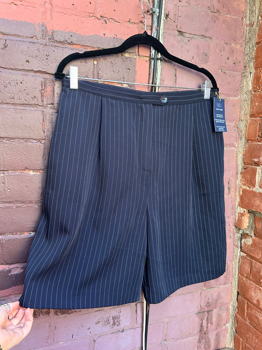 90s Vintage Navy & White Pinstriped Dress Shorts / 32 Waist