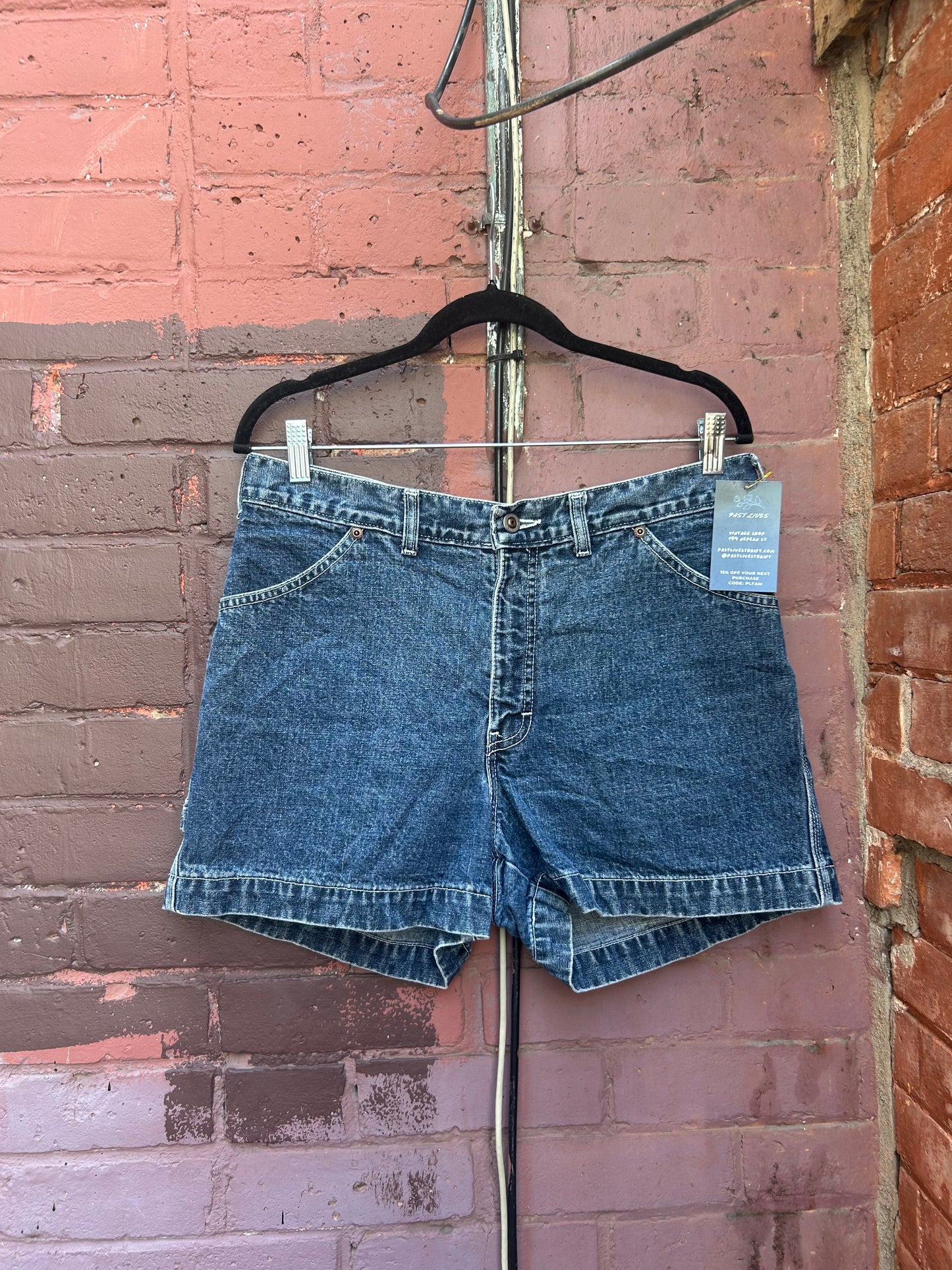 90's Vintage Blue Denim Carpenter Shorts / 32 Waist
