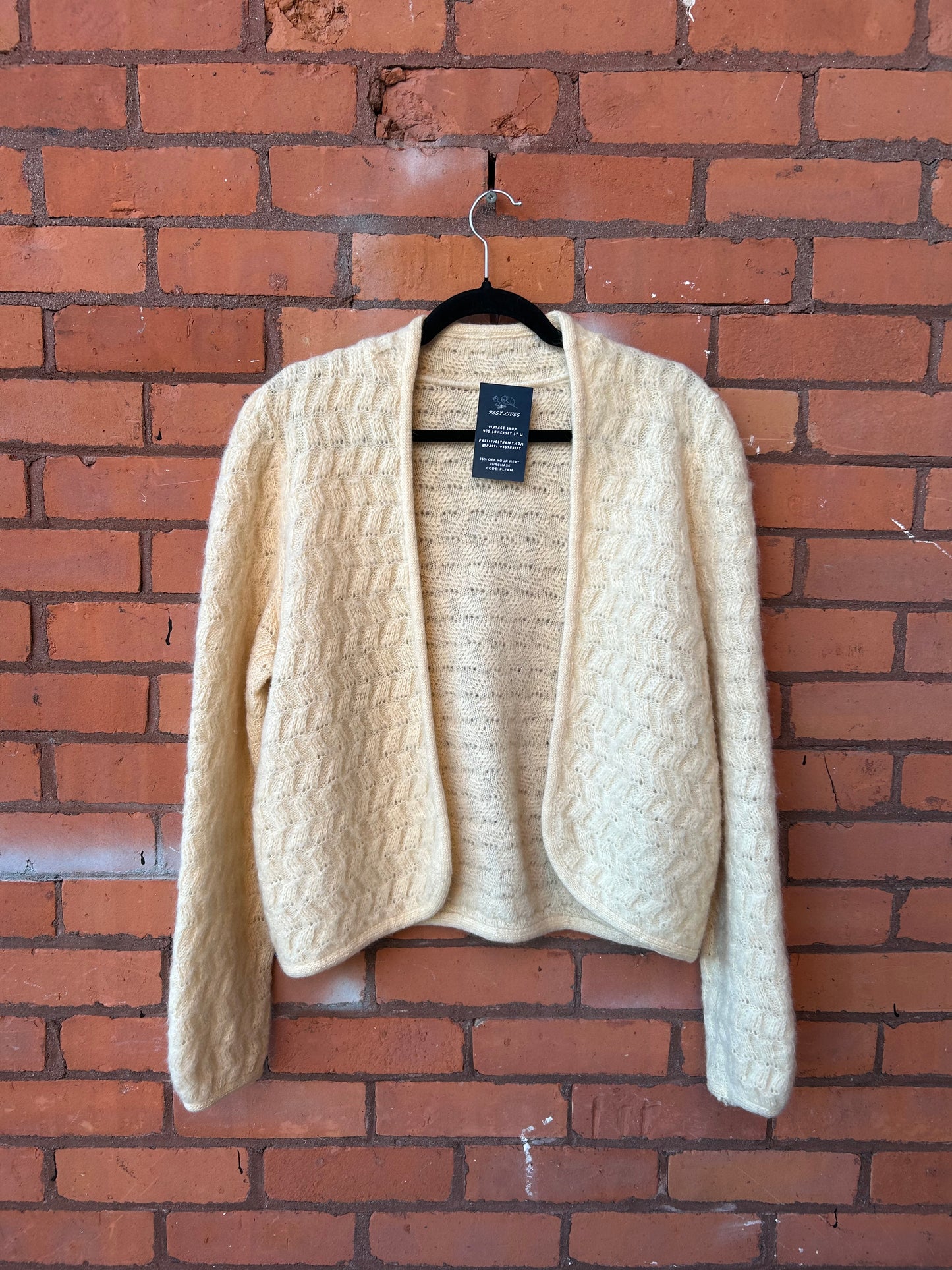 80’s Vintage Cream Wool Open Cardigan / Size M-L