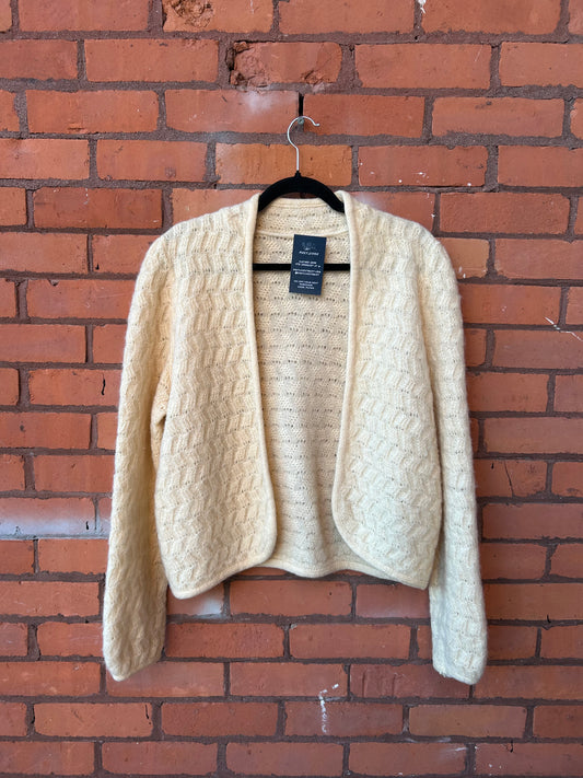 80’s Vintage Cream Wool Open Cardigan / Size M-L