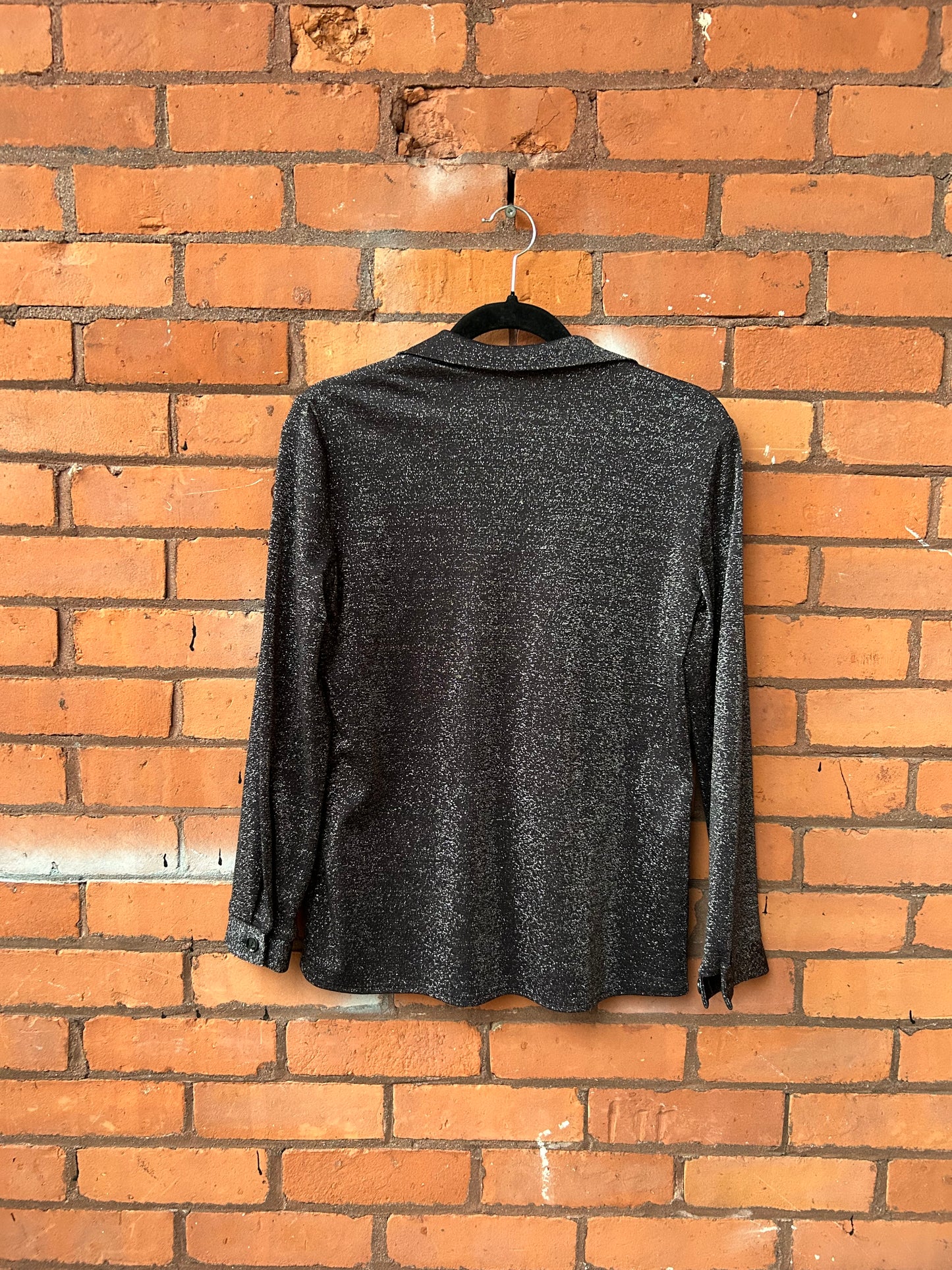 90’s Vintage Black Sparkly Blouse / Size L