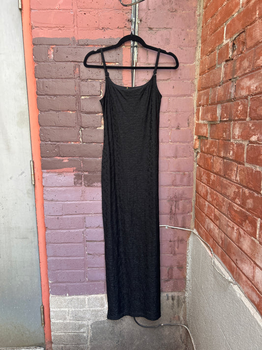 90's Vintage Rose Print Slinky Maxi Dress / Size S