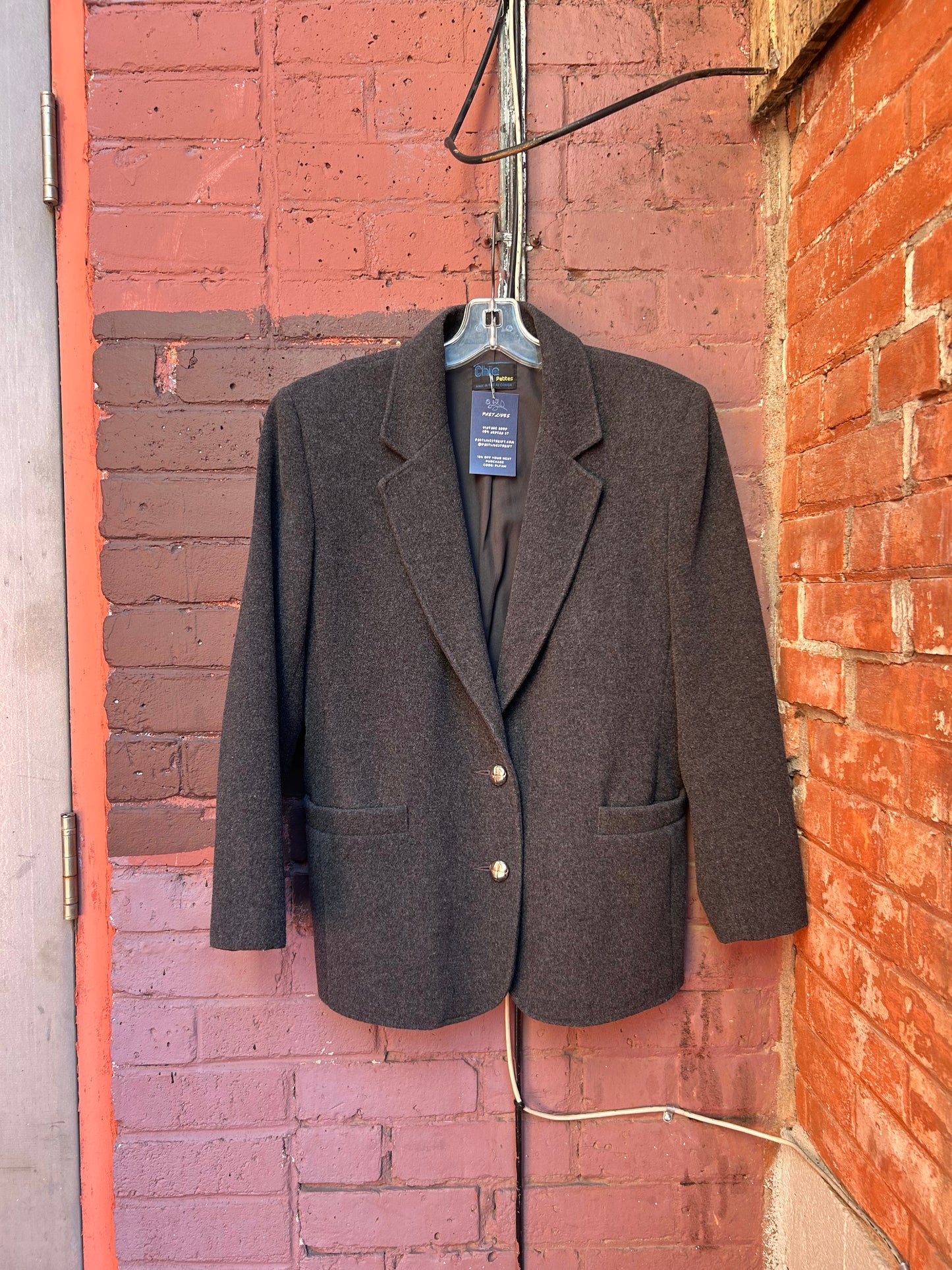 90's Vintage Grey Wool & Cashmere Blazer / Size S