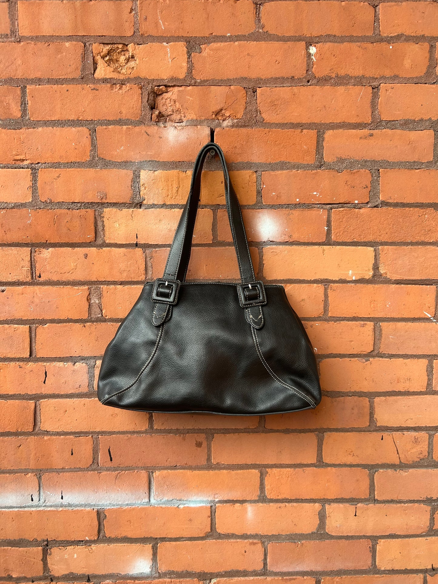 Y2K Vintage Black Leather Medium Shoulder Purse