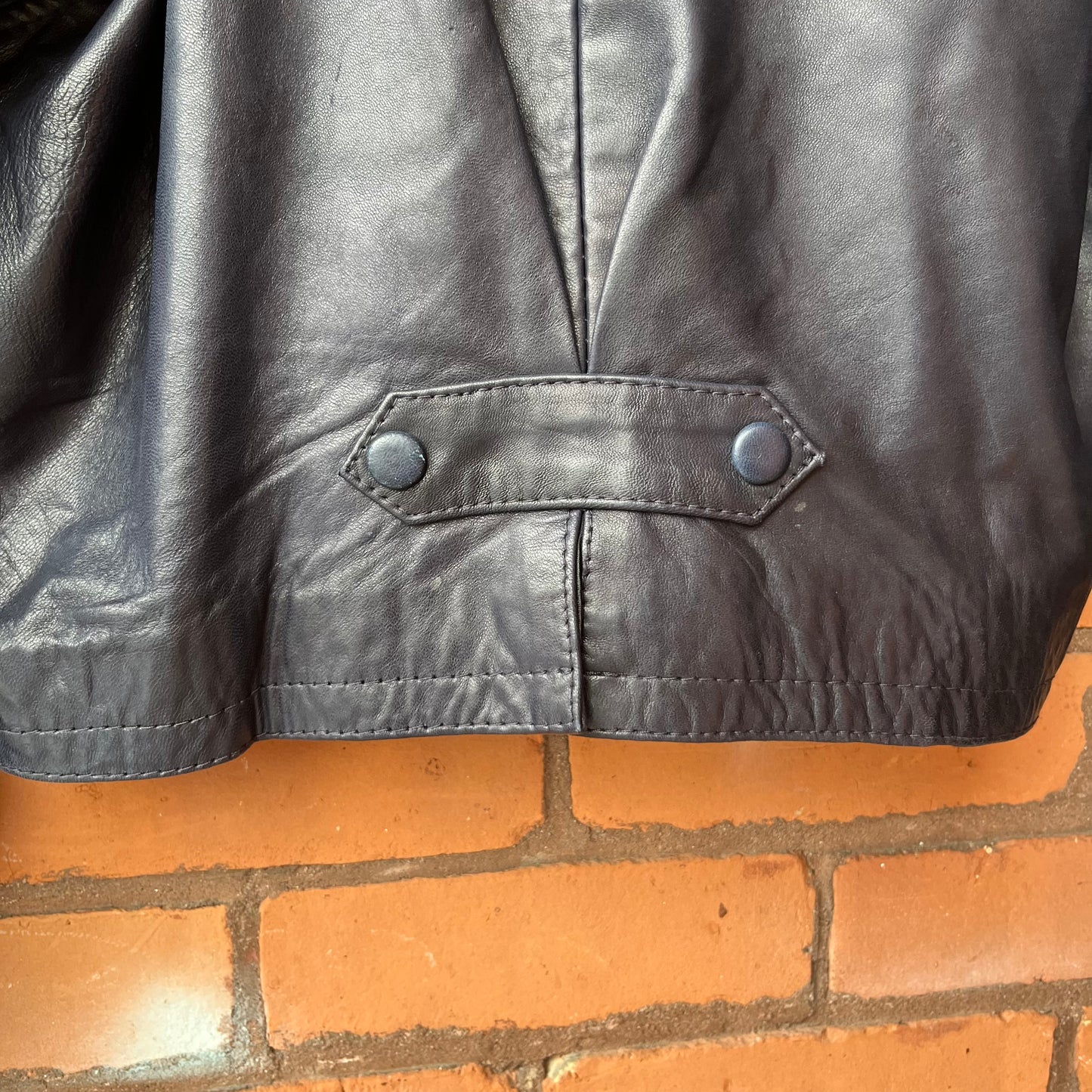 90’s Vintage Midnight Blue Cropped Leather Jacket / Size M
