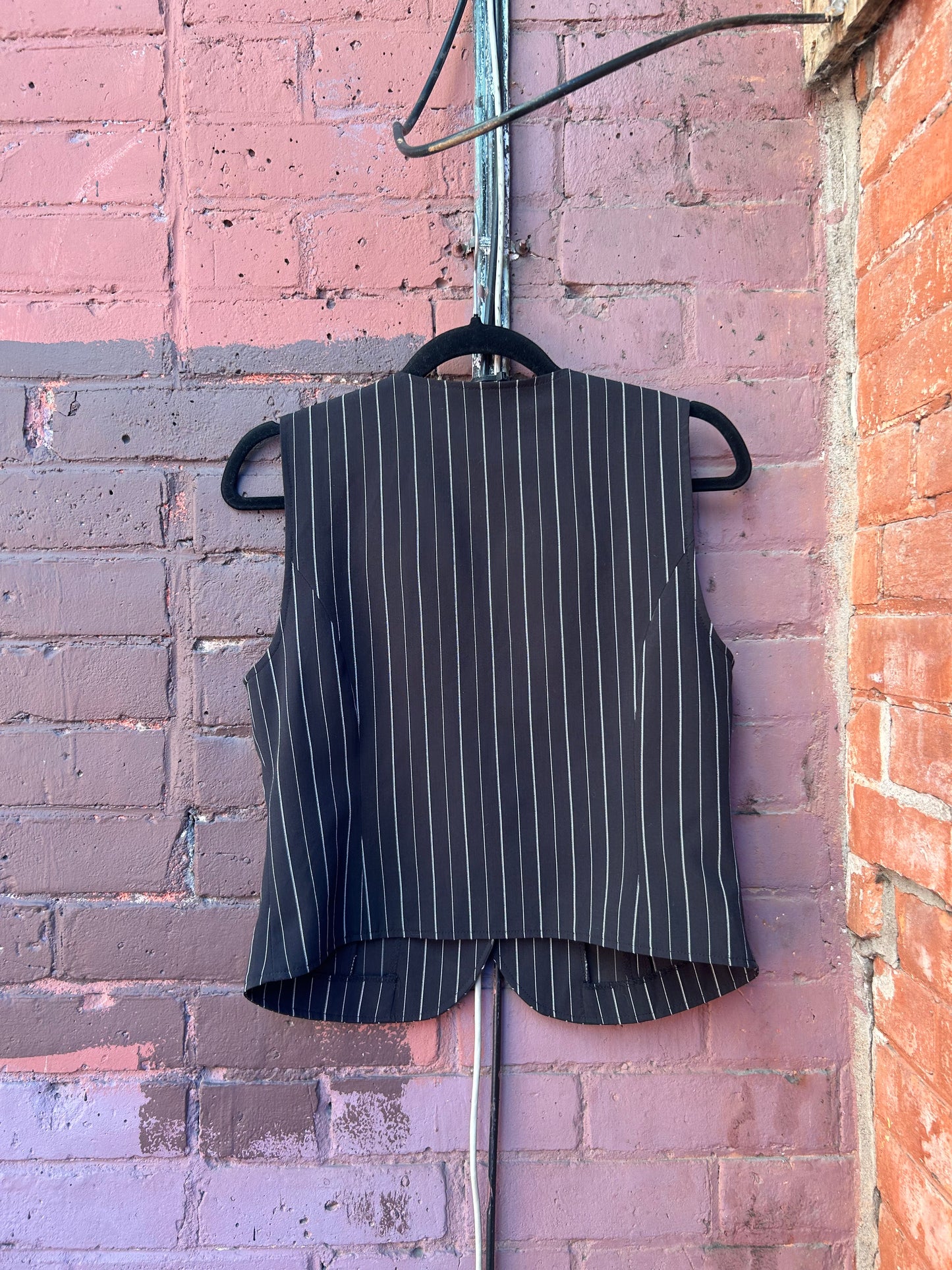 Y2K Vintage Black & White Pinstripe Vest / Size M
