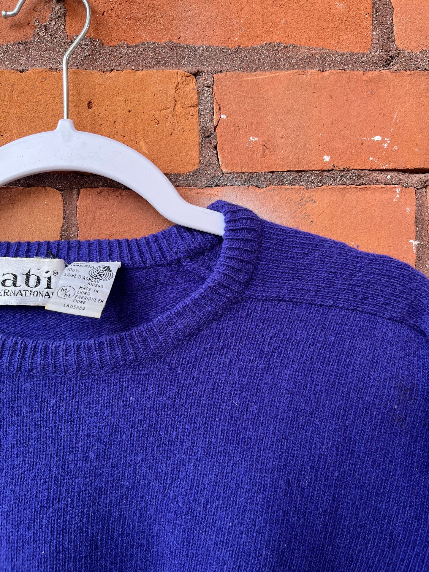 90’s Vintage Blue Lambswool Sweater / Size M