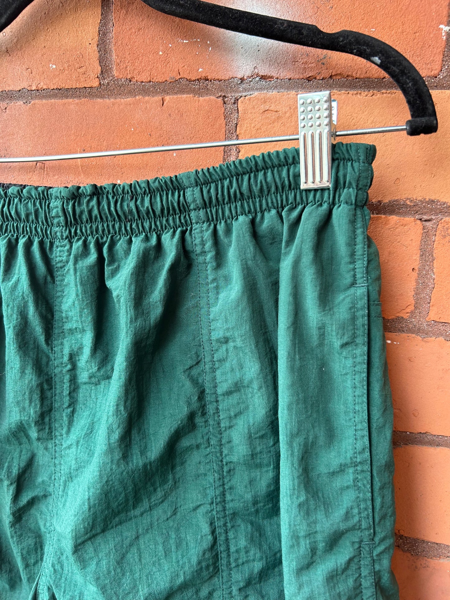 90’s Vintage Forest Green Swim Shorts / 26-30 Waist