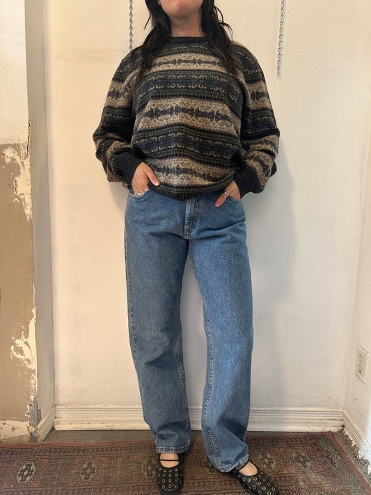 90’s Vintage Faded Blue Straight Leg Jeans / 32 Waist