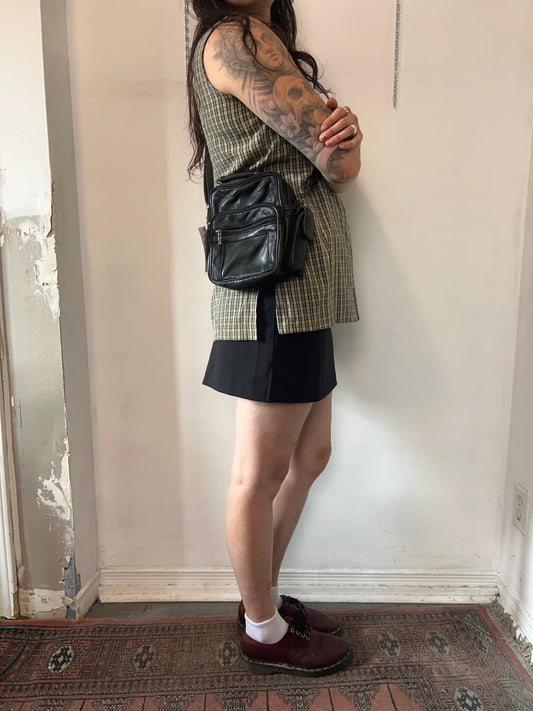 Y2K Vintage Black Leather Crossbody Cargo Purse