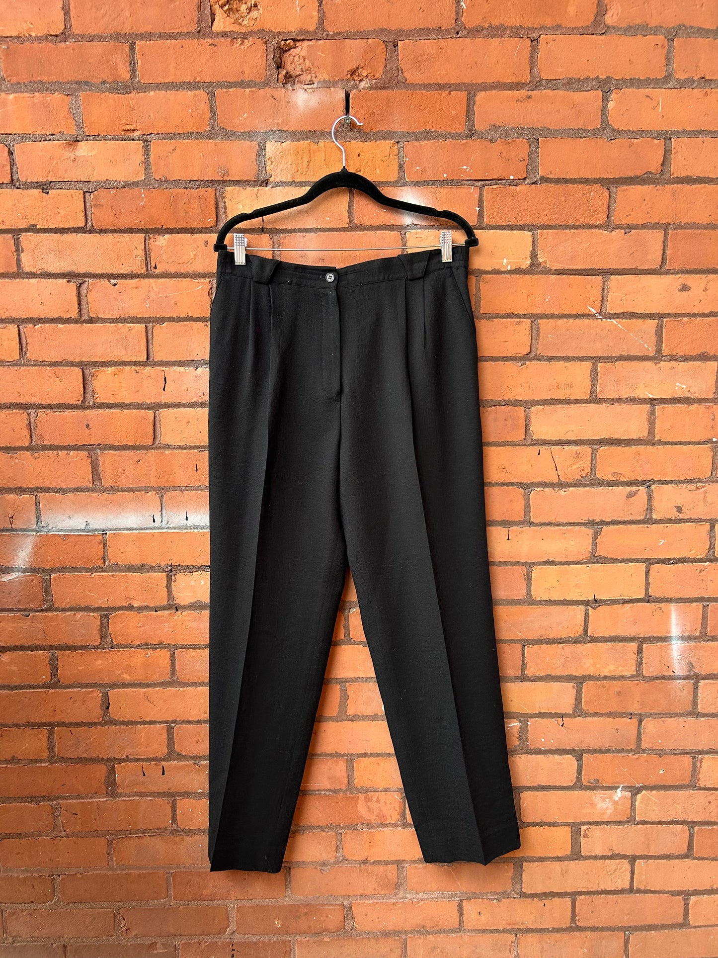 90’s Vintage Black Classic Wool Trousers / 34 Waist