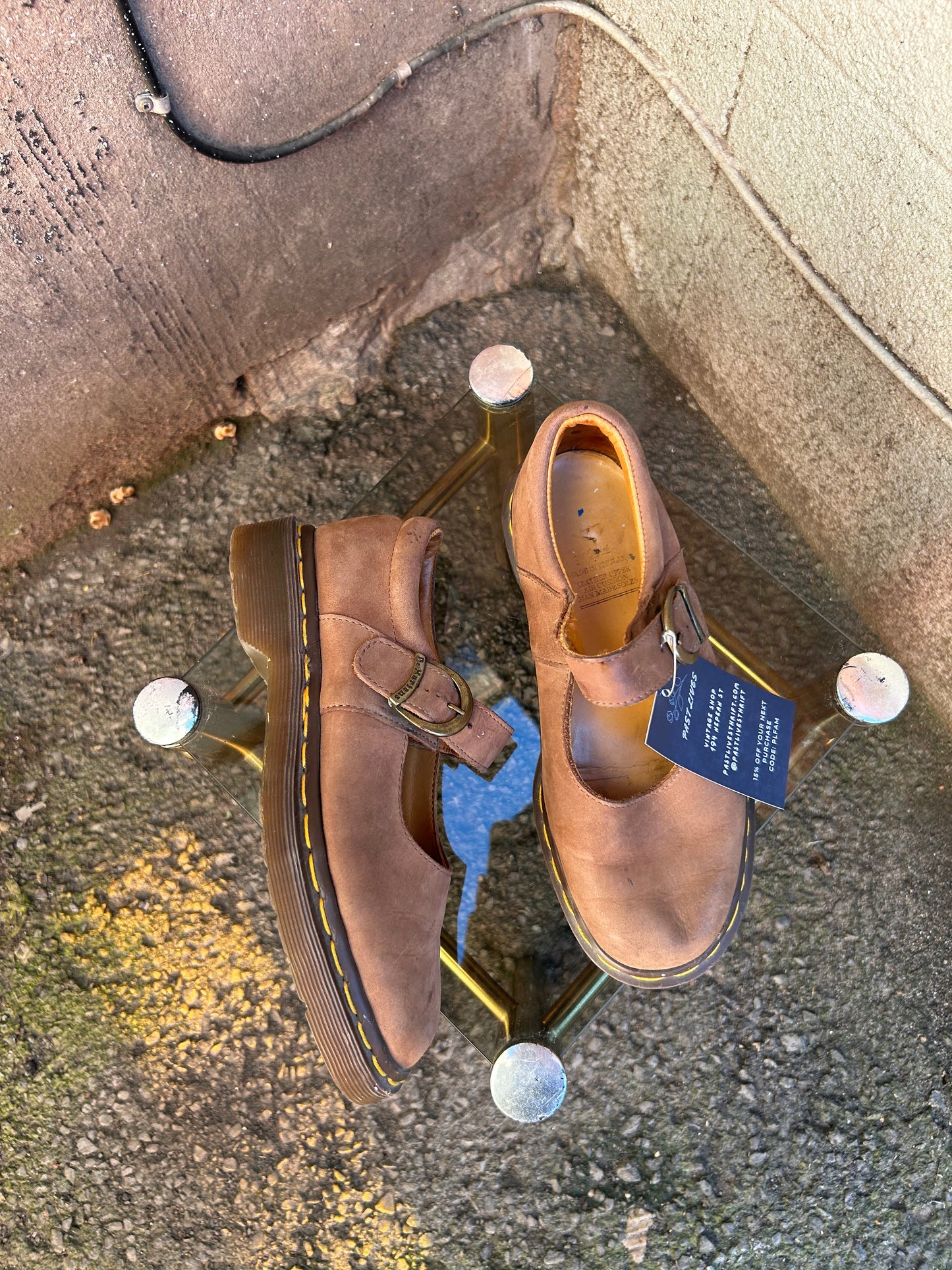 90's Vintage Dr Martens Light Brown Leather Mary Janes / Size 6.5