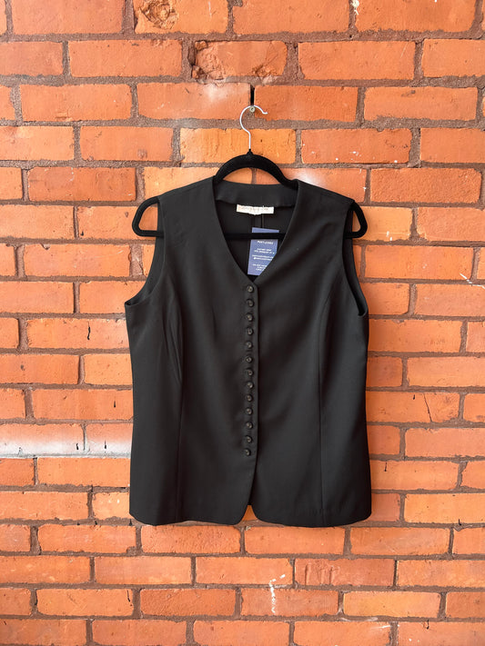 90’s Vintage Black Button Down Vest / Size XL