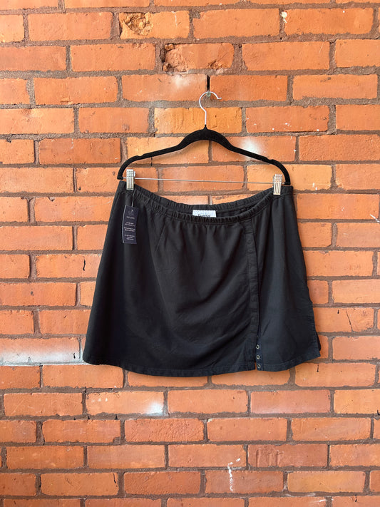 90’s Vintage Black Cotton Sporty Mini Skirt / 40 - 46 Waist