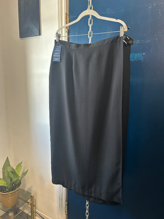 90’s Vintage Black Wrap Maxi Skirt / 38 Waist