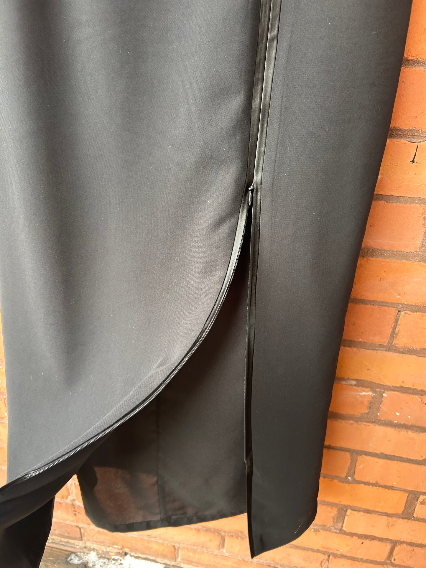 90’s Vintage Black Zip Slit Maxi Skirt / 30 Waist