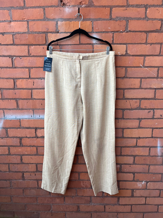 90’s Vintage Beige & Orange Stipe Straight Leg Trousers / 36 Waist